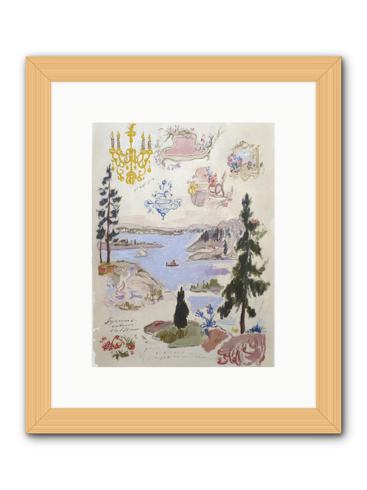 The Cartographer’s Tea Party -- Framed Print - Natural 9x12