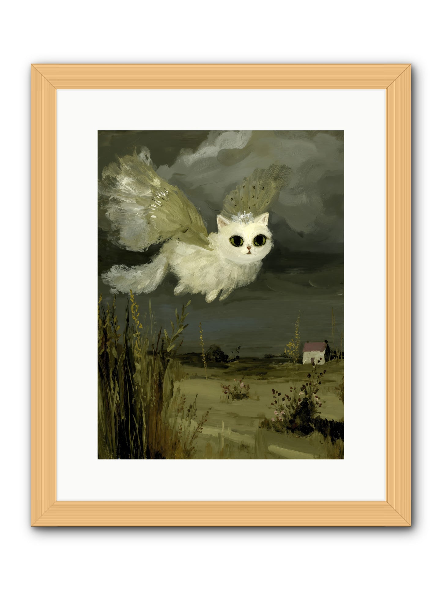 The Cat and the Canary’s Ballad -- Framed Print - Natural 12x16