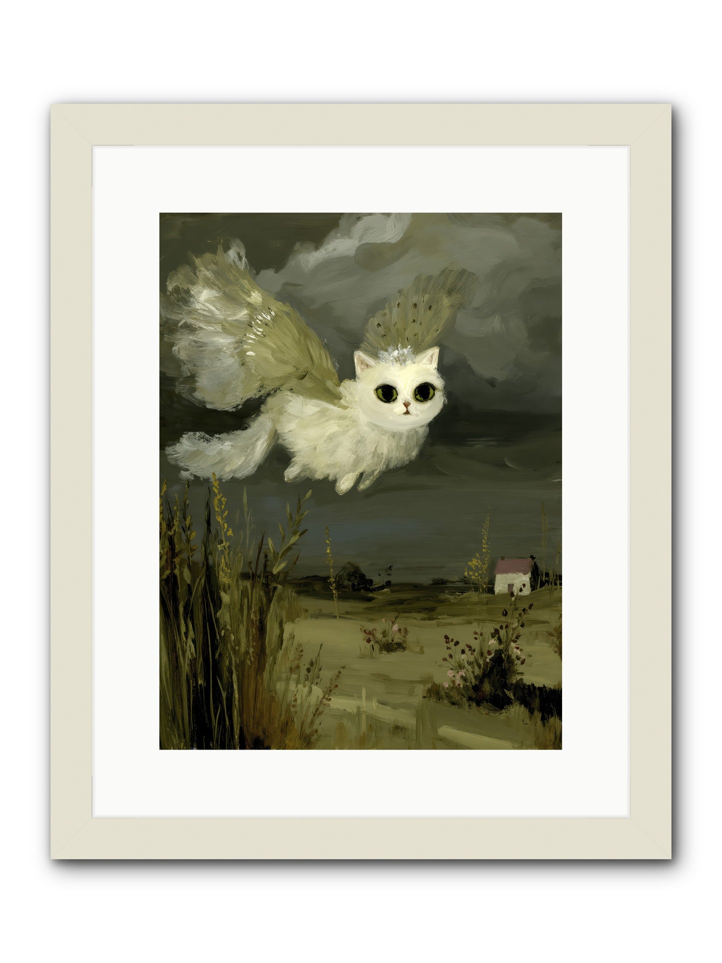 The Cat and the Canary’s Ballad -- Framed Print - White 12x16