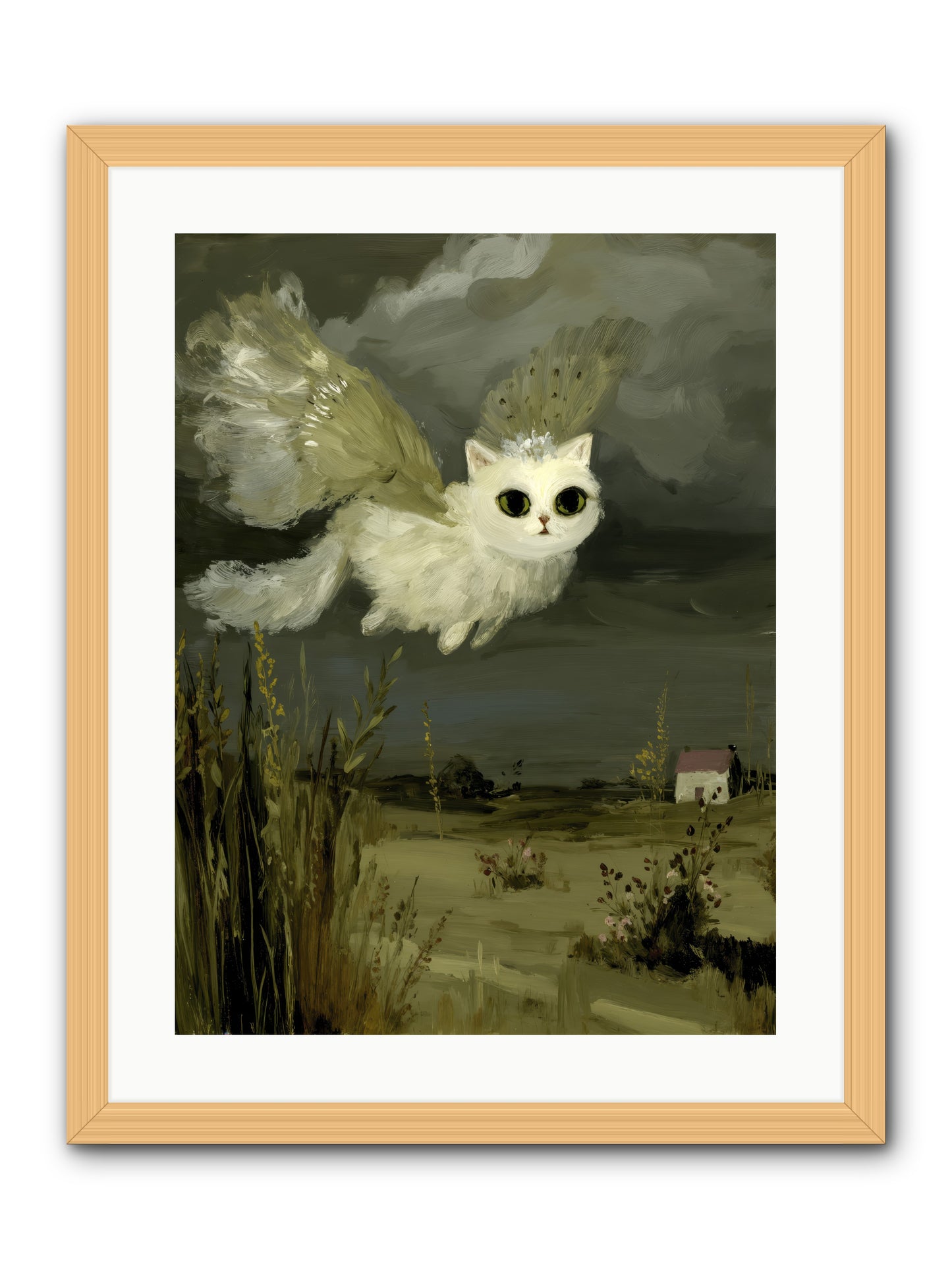 The Cat and the Canary’s Ballad -- Framed Print - Natural 18x24