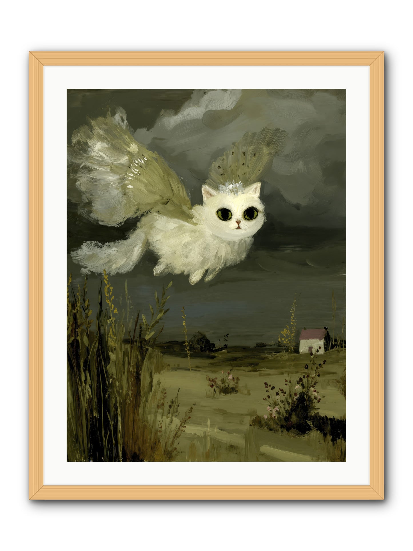 The Cat and the Canary’s Ballad -- Framed Print - Natural 24x32