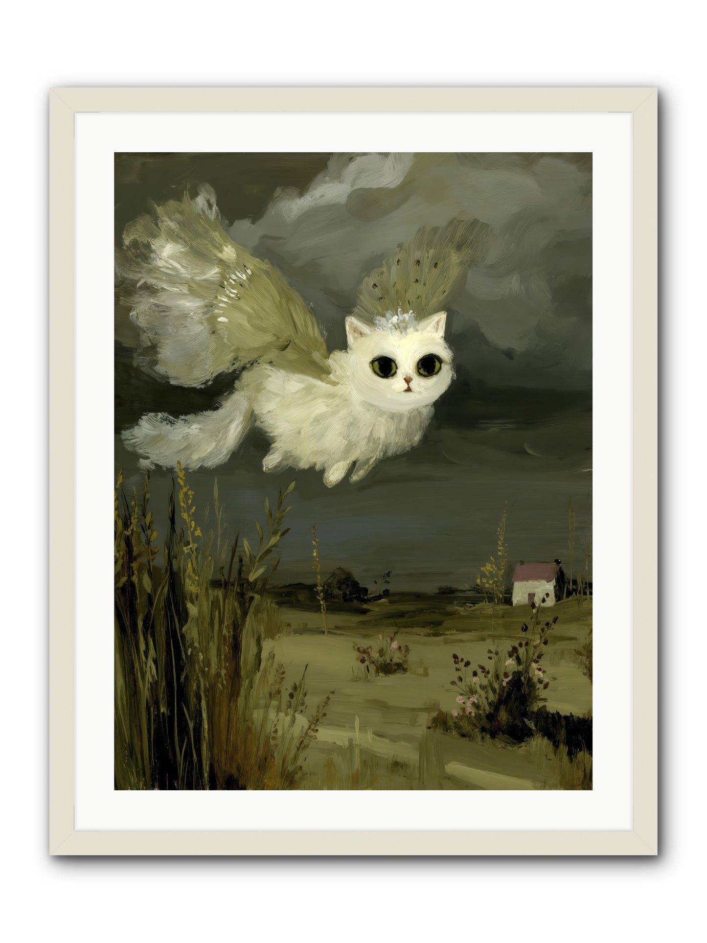 The Cat and the Canary’s Ballad -- Framed Print - White 24x32