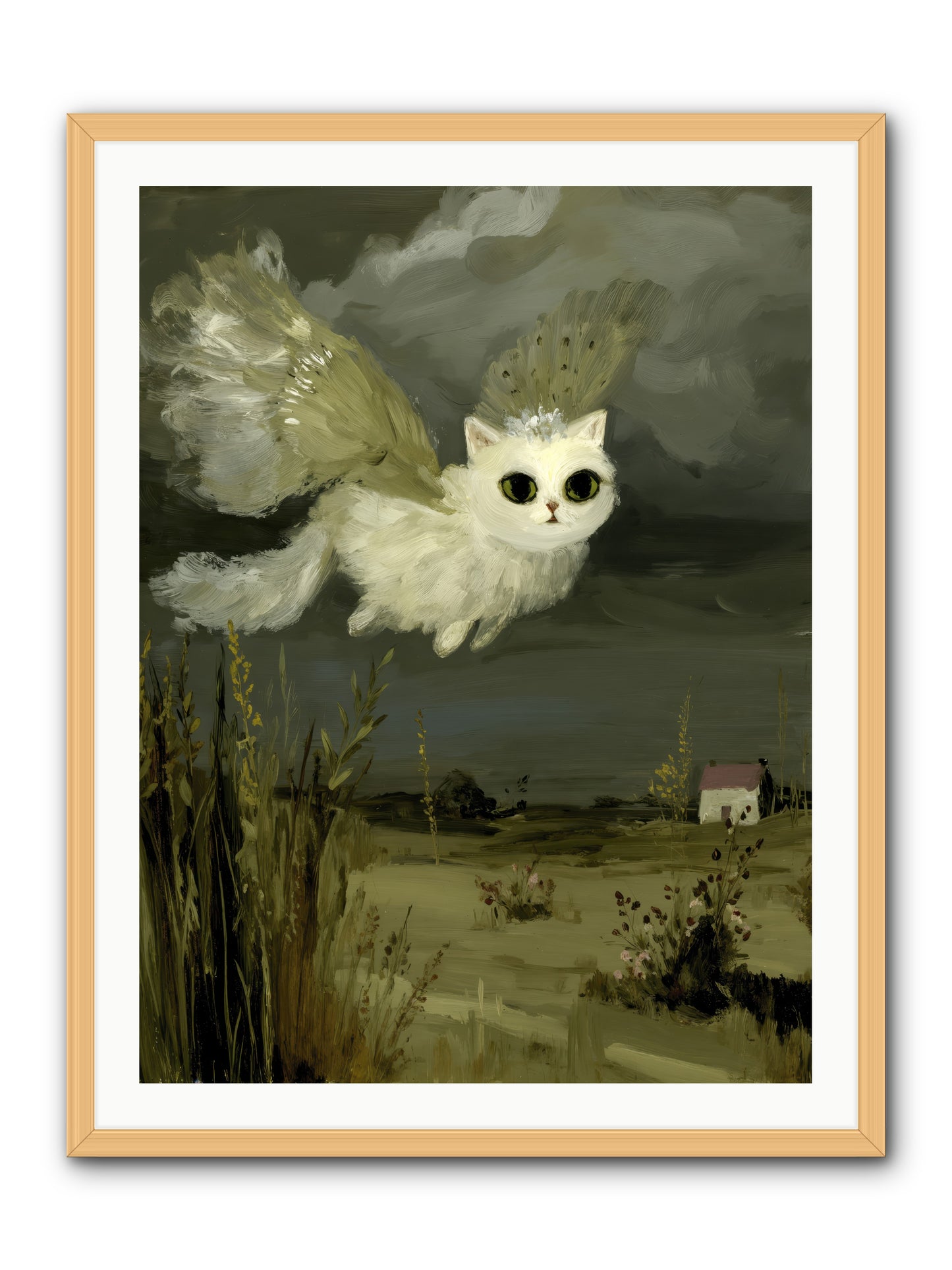 The Cat and the Canary’s Ballad -- Framed Print - Natural 30x40