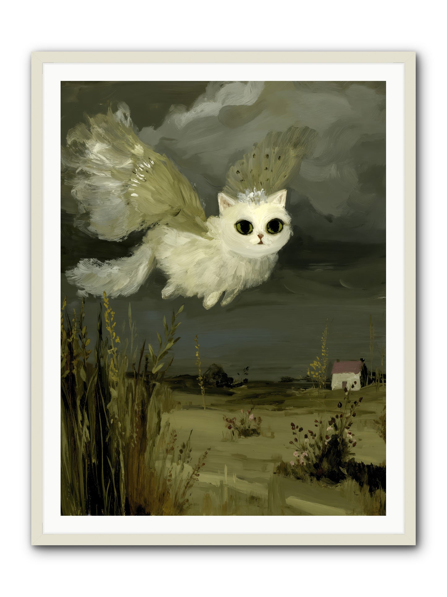 The Cat and the Canary’s Ballad -- Framed Print - White 36x48