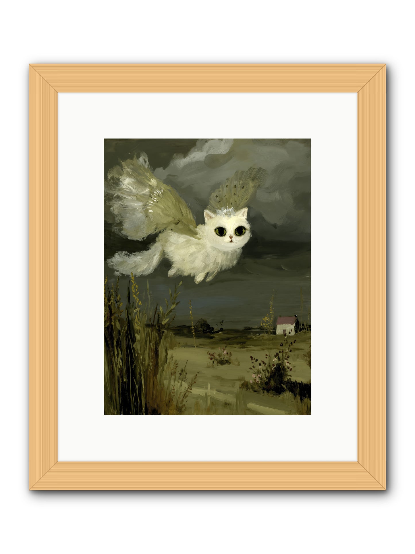 The Cat and the Canary’s Ballad -- Framed Print - Natural 9x12