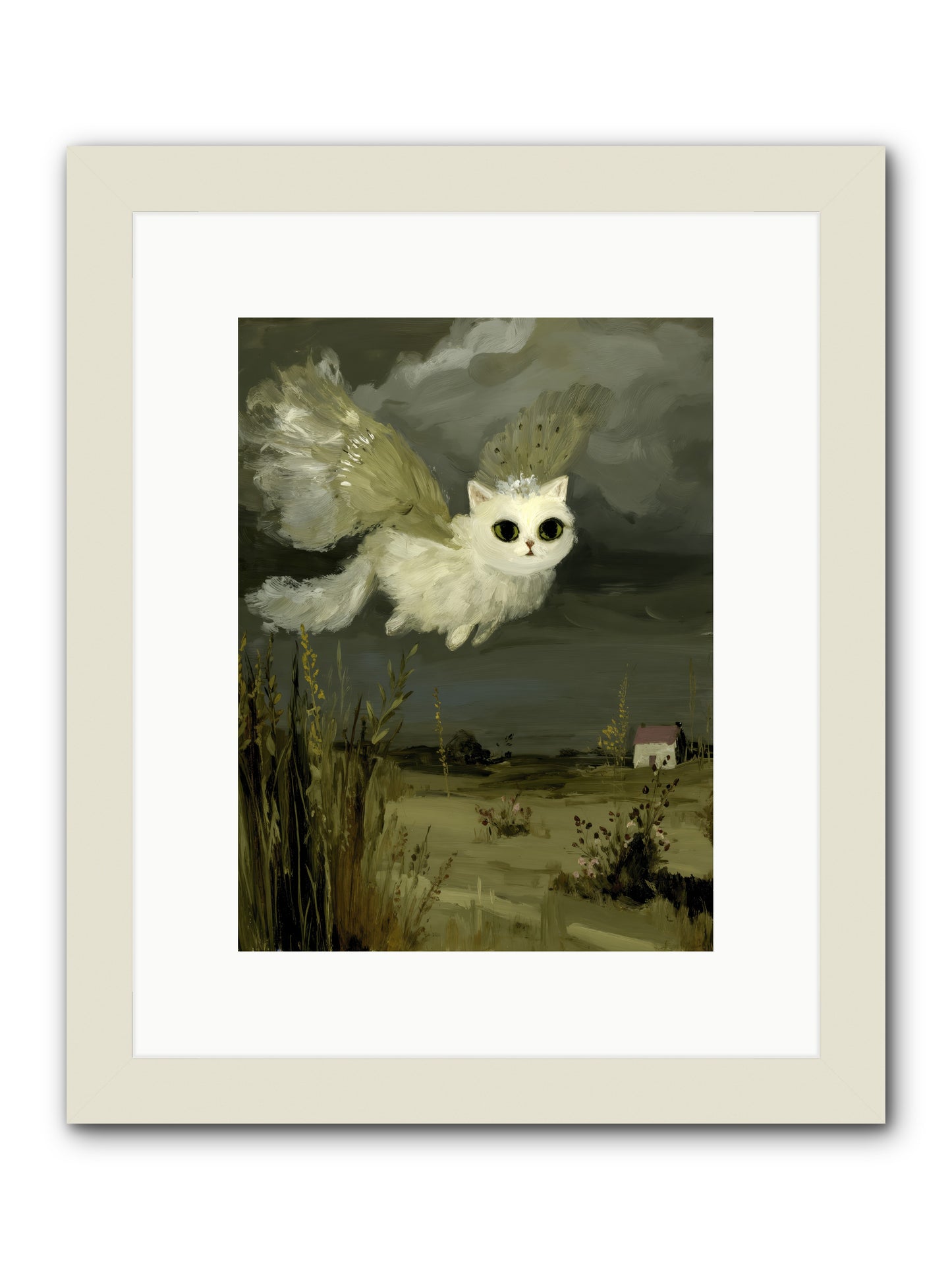 The Cat and the Canary’s Ballad -- Framed Print - White 9x12
