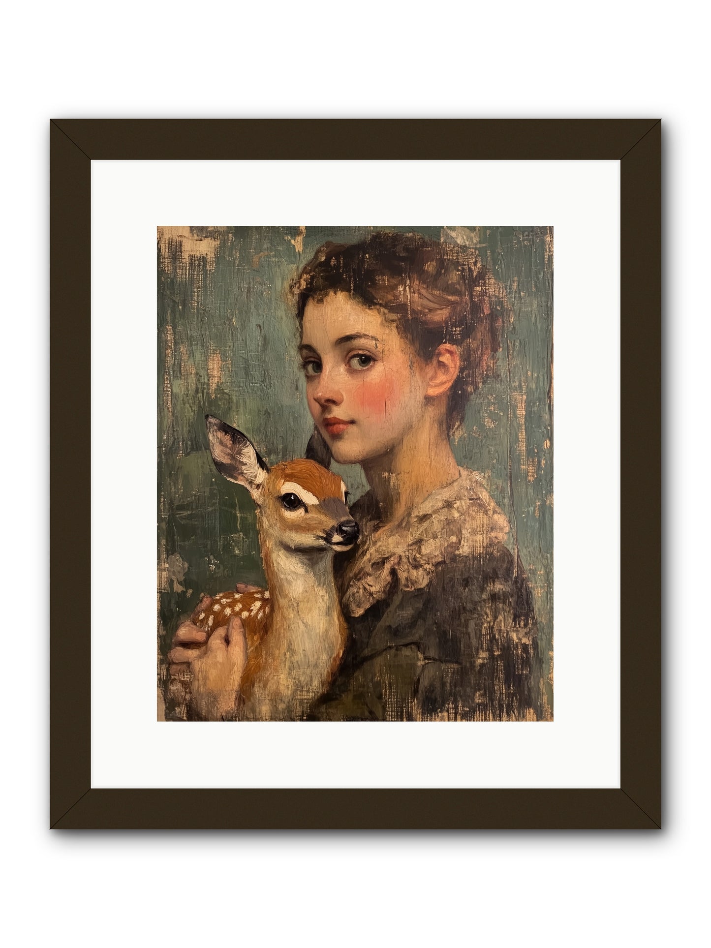 The Christmas Fawn -- Framed Print - Black 12x15