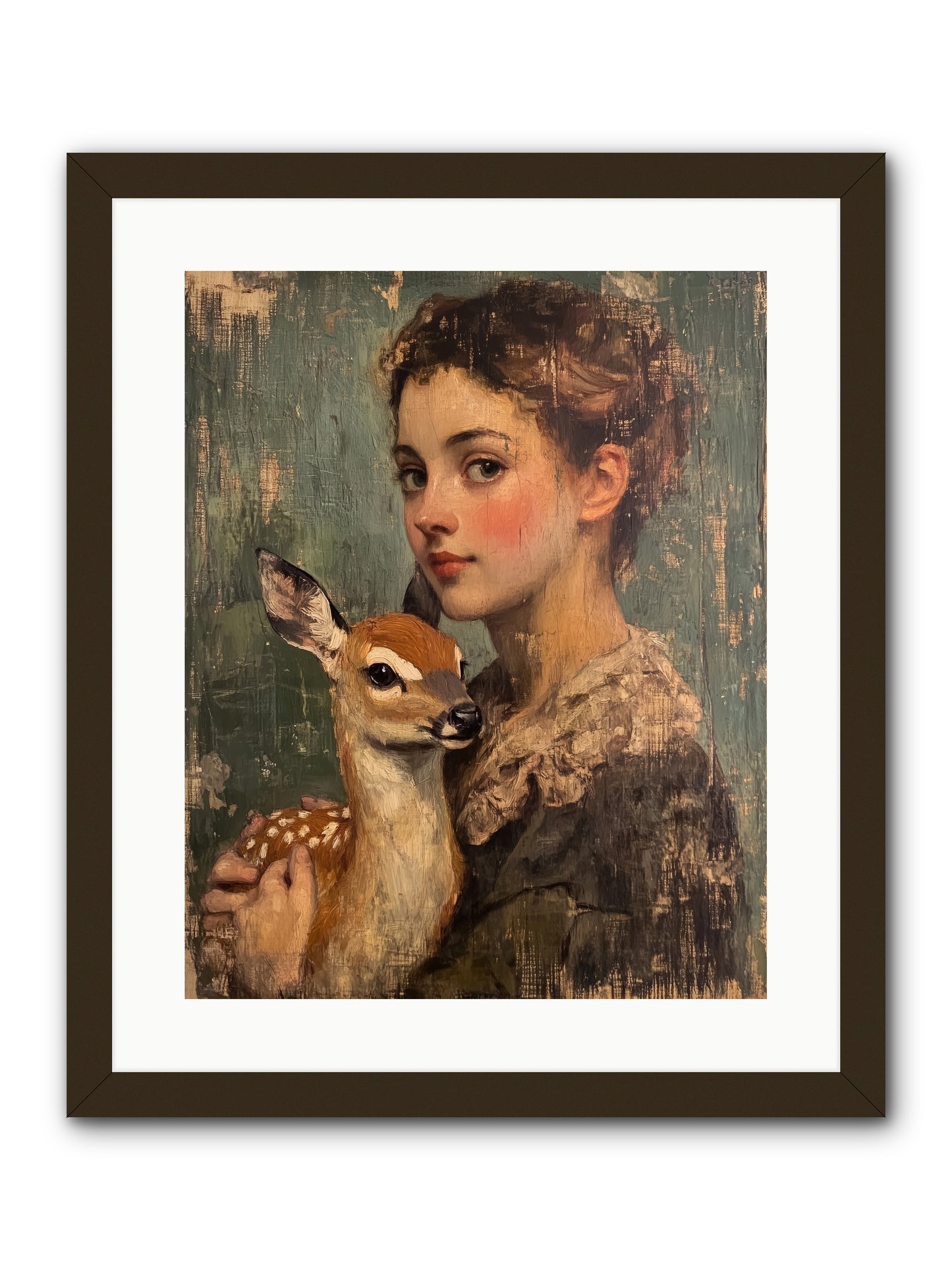 The Christmas Fawn -- Framed Print - Black 16x20