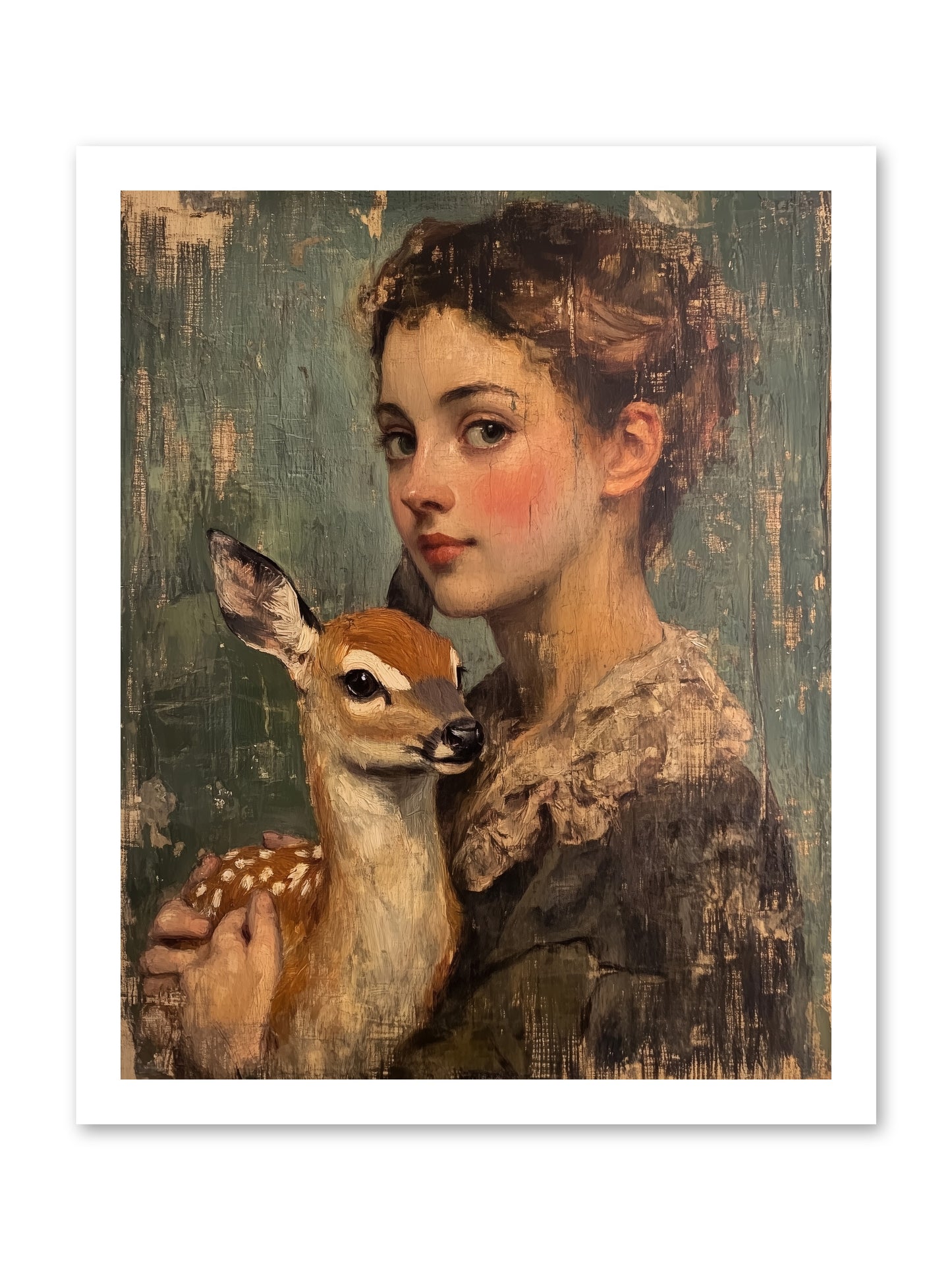 The Christmas Fawn -- Loose Canvas Print 16x20