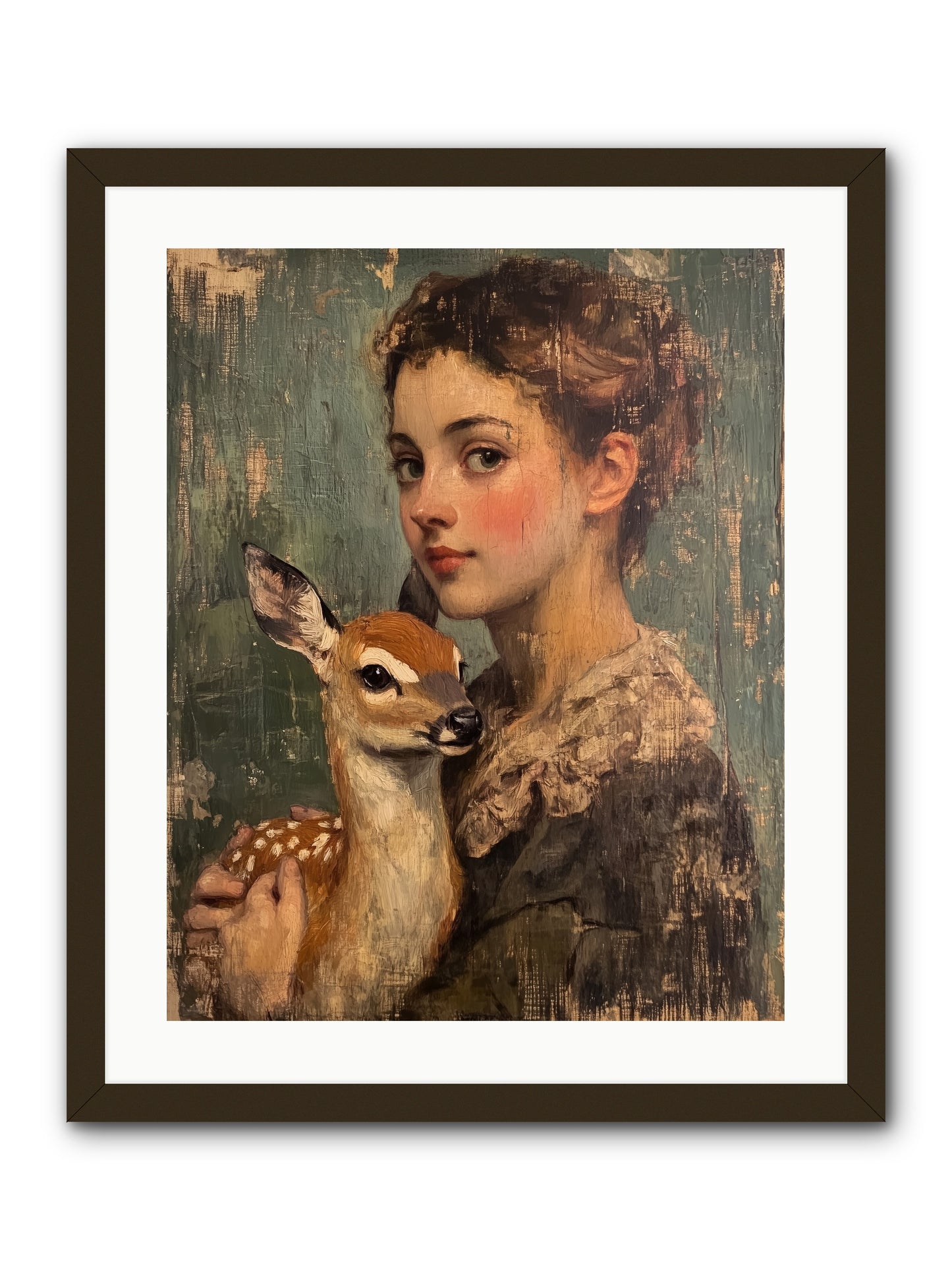 The Christmas Fawn -- Framed Print - Black 20x25