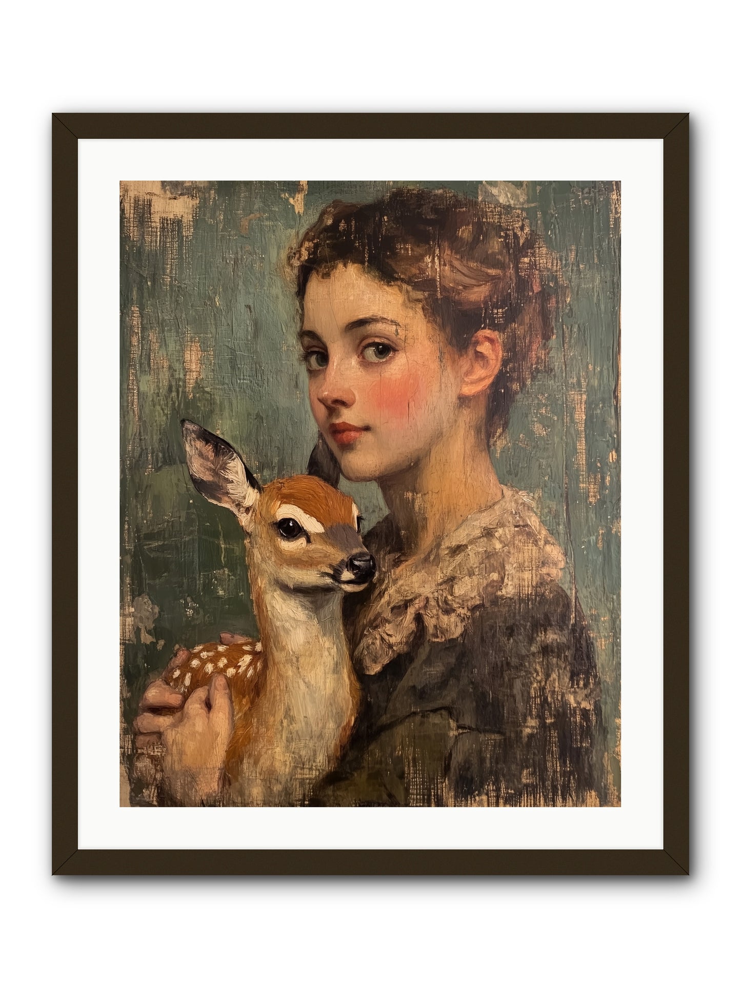 The Christmas Fawn -- Framed Print - Black 24x30