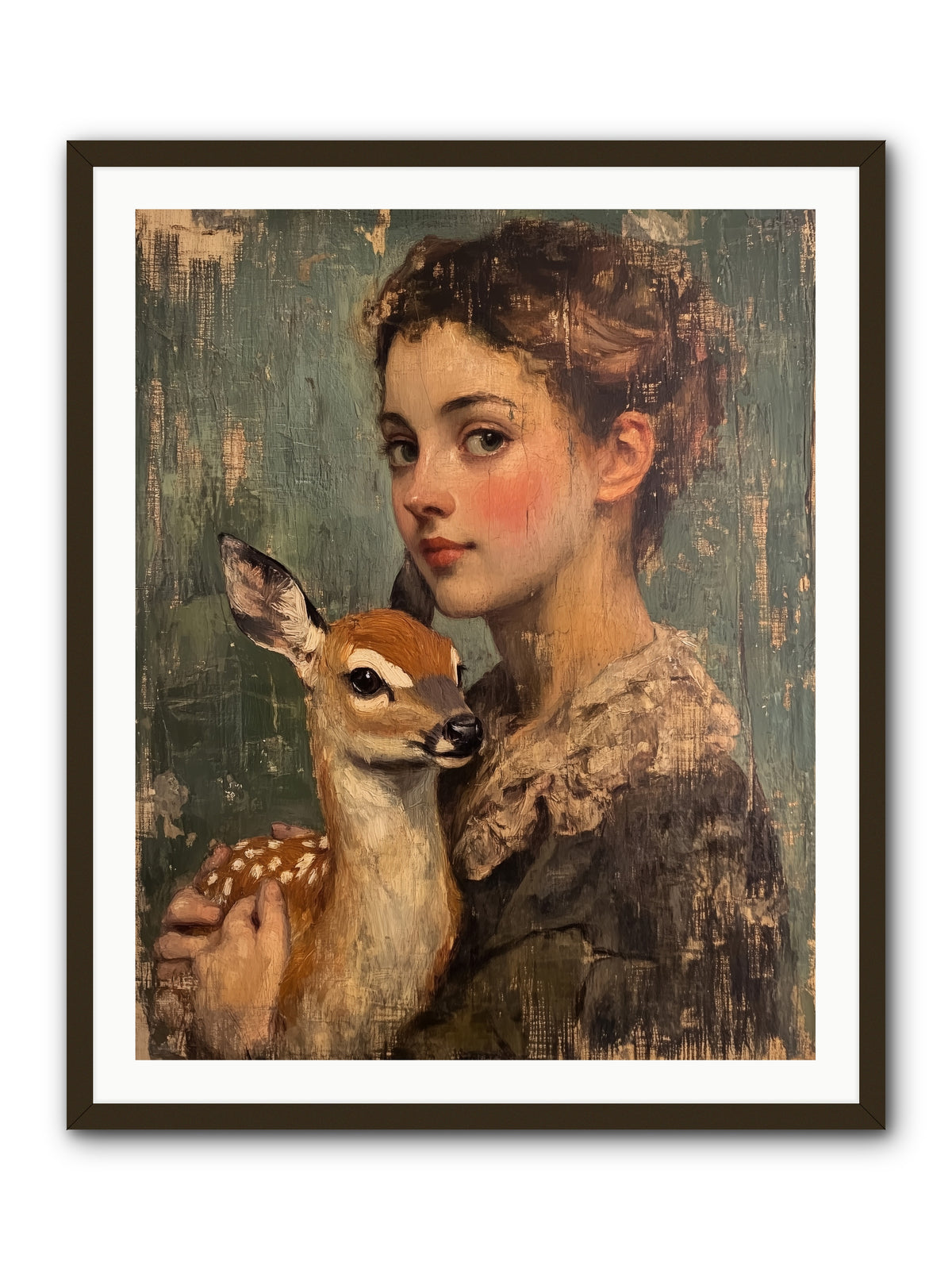 The Christmas Fawn -- Framed Print - Black 32x40