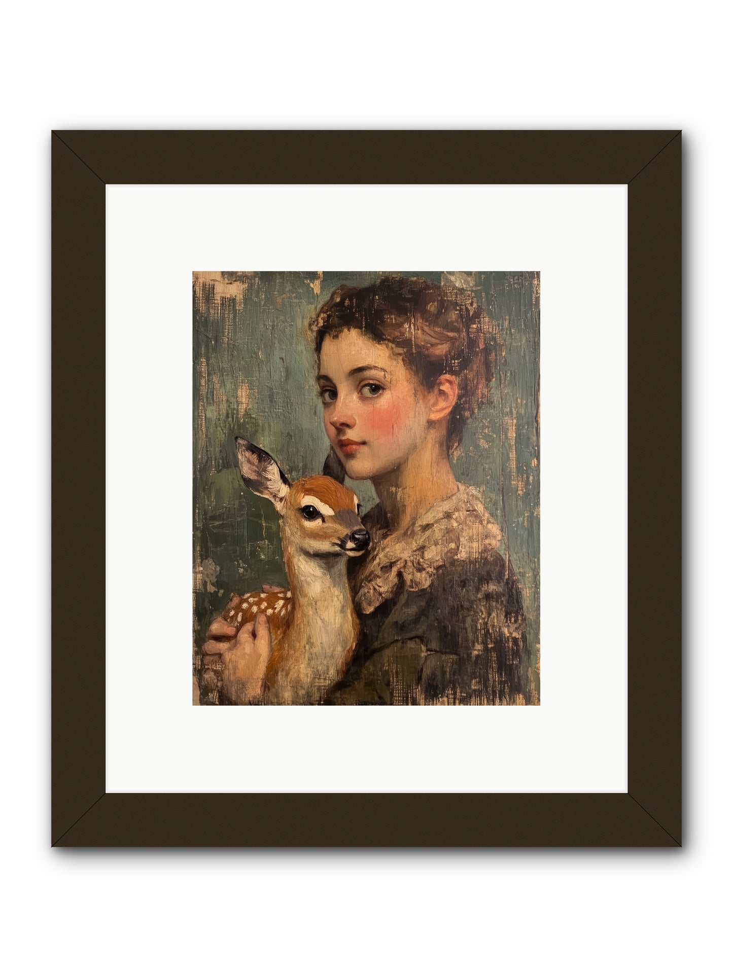 The Christmas Fawn -- Framed Print - Black 8x10