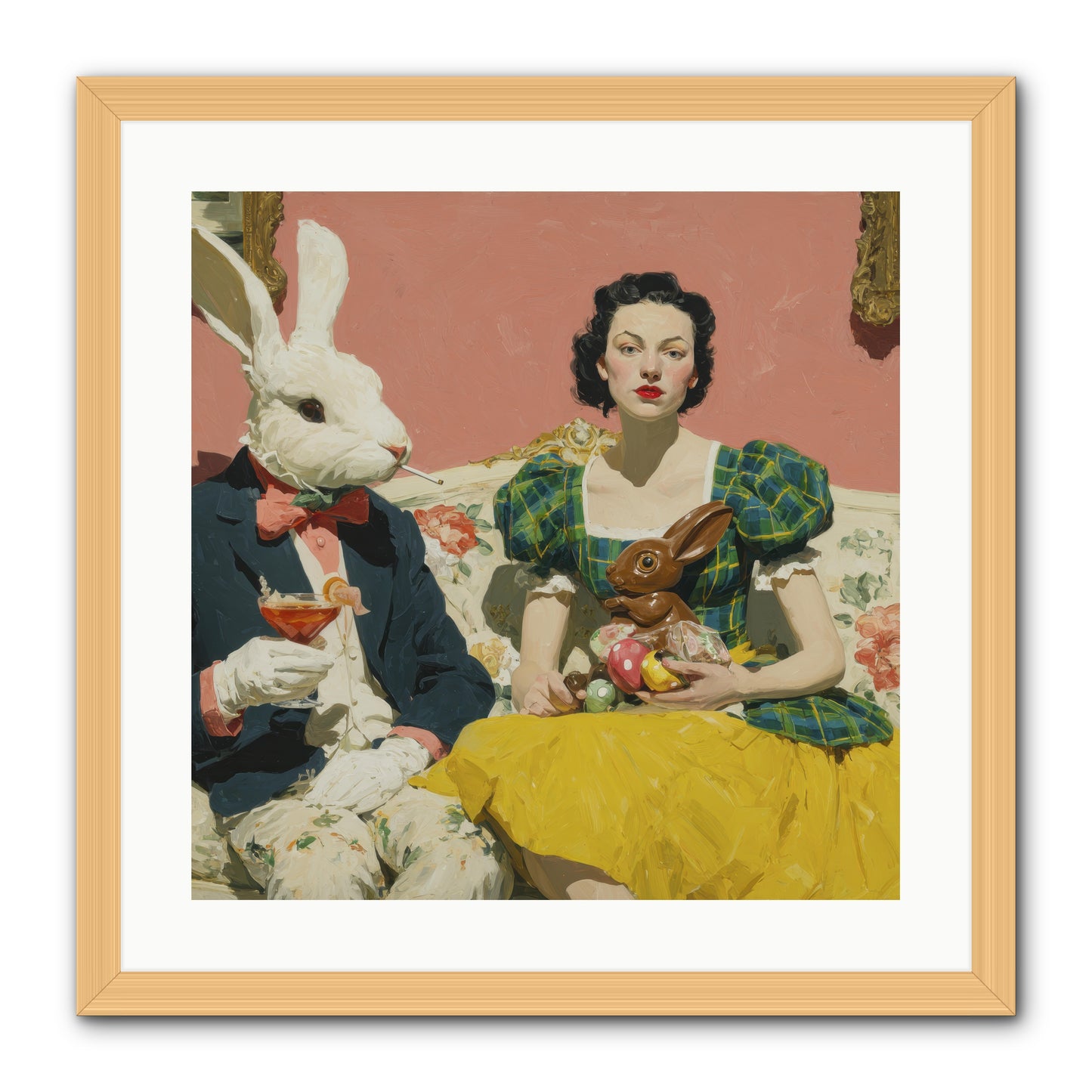 The Club of Slight Excess -- Framed Print - Natural 20x20