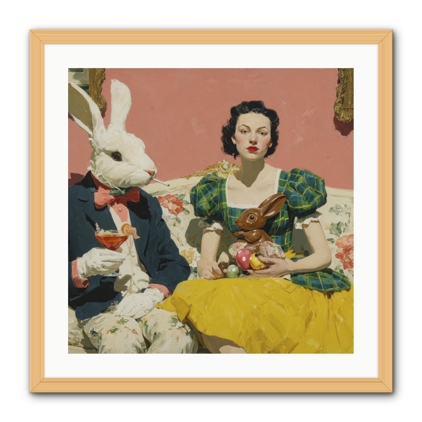 The Club of Slight Excess -- Framed Print - Natural 24x24