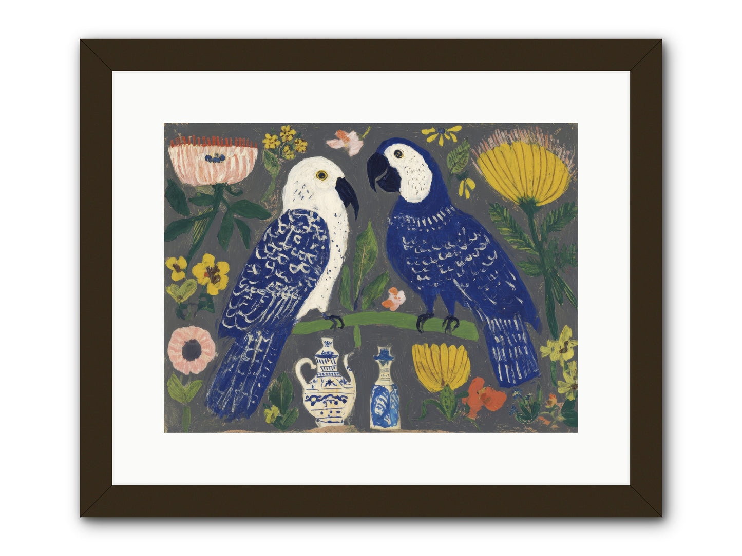 The Concierge Kept Parrots -- Framed Print - Black 16x12