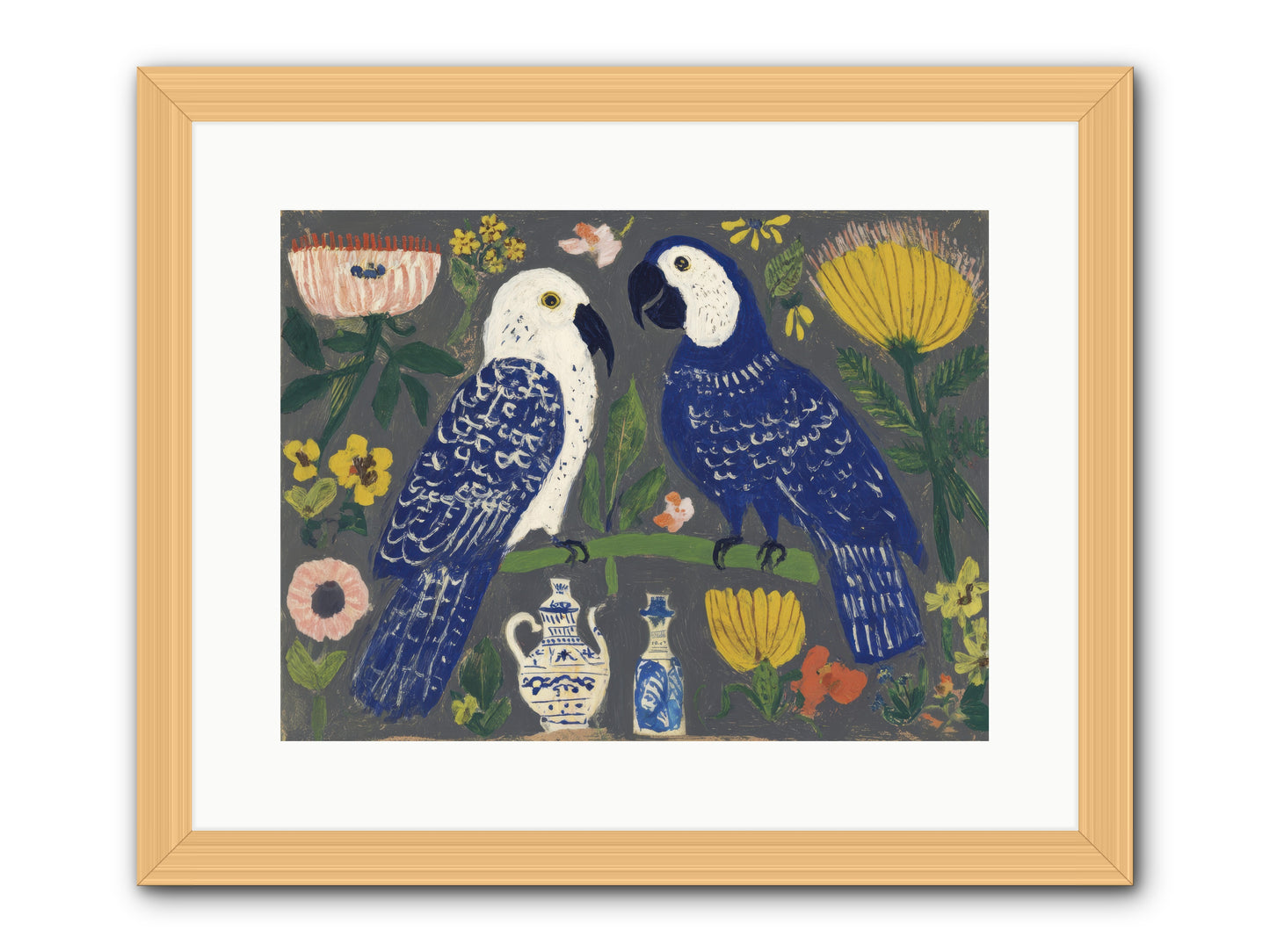 The Concierge Kept Parrots -- Framed Print - Natural 16x12