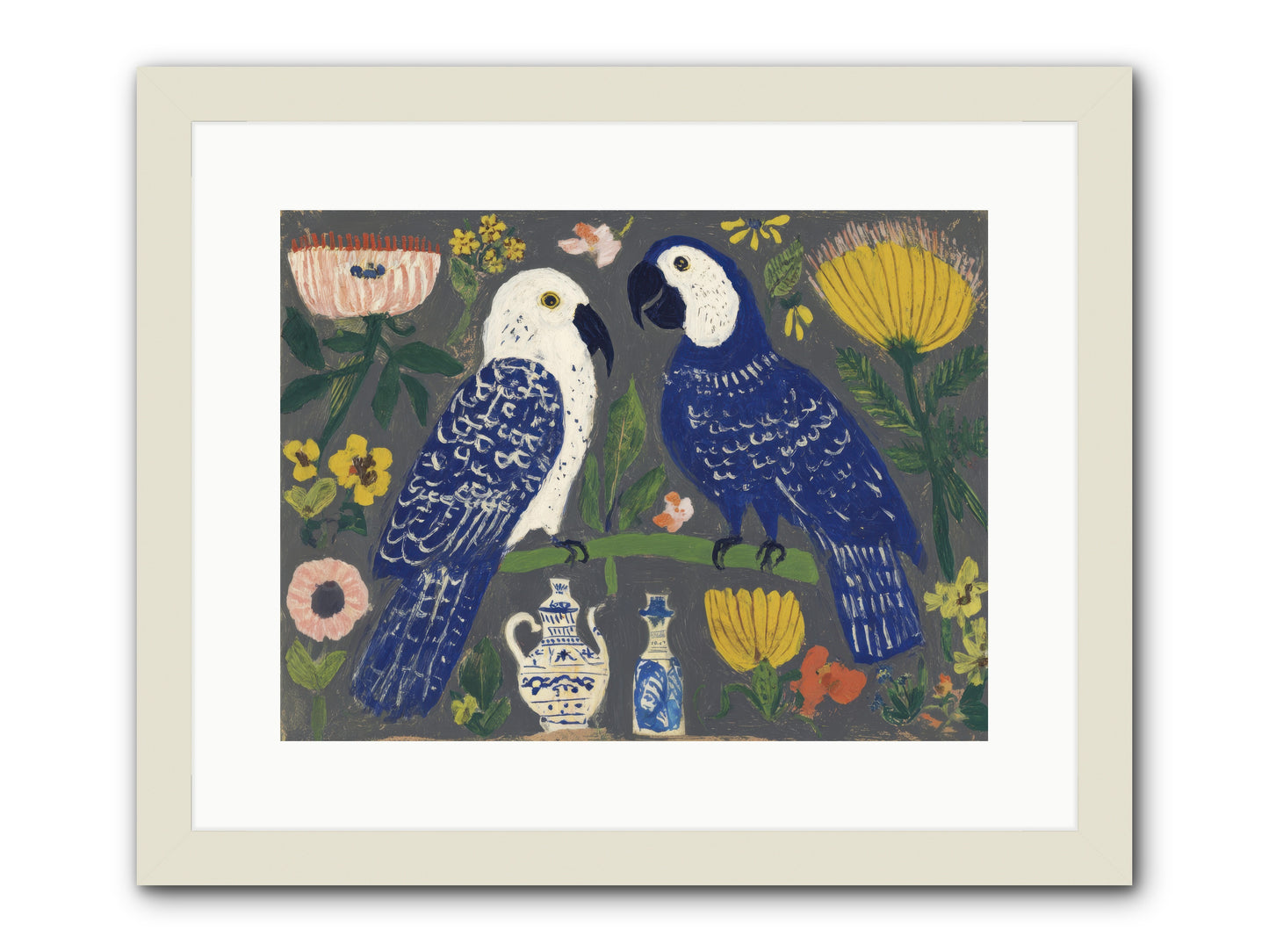 The Concierge Kept Parrots -- Framed Print - White 16x12
