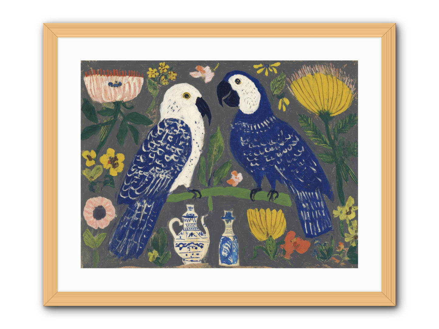 The Concierge Kept Parrots -- Framed Print - Natural 24x18