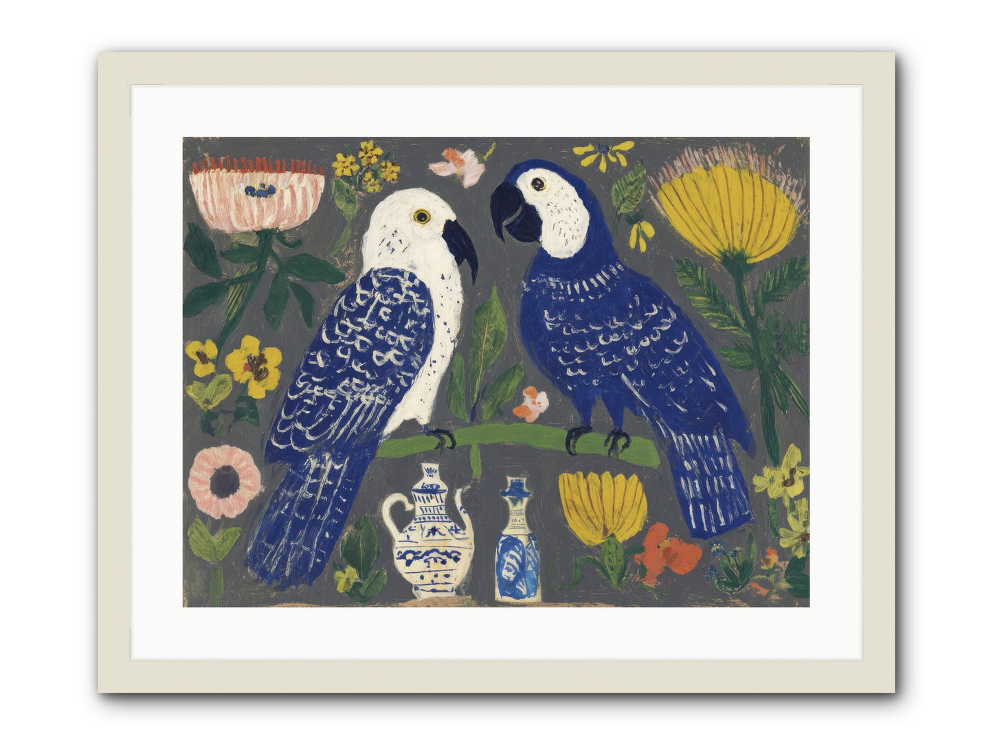 The Concierge Kept Parrots -- Framed Print - White 24x18