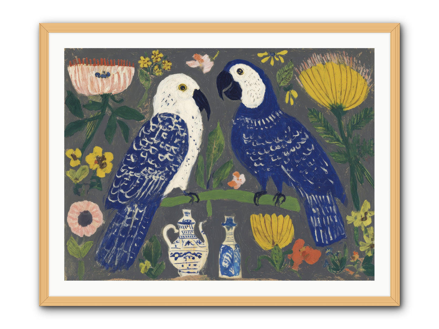 The Concierge Kept Parrots -- Framed Print - Natural 40x30