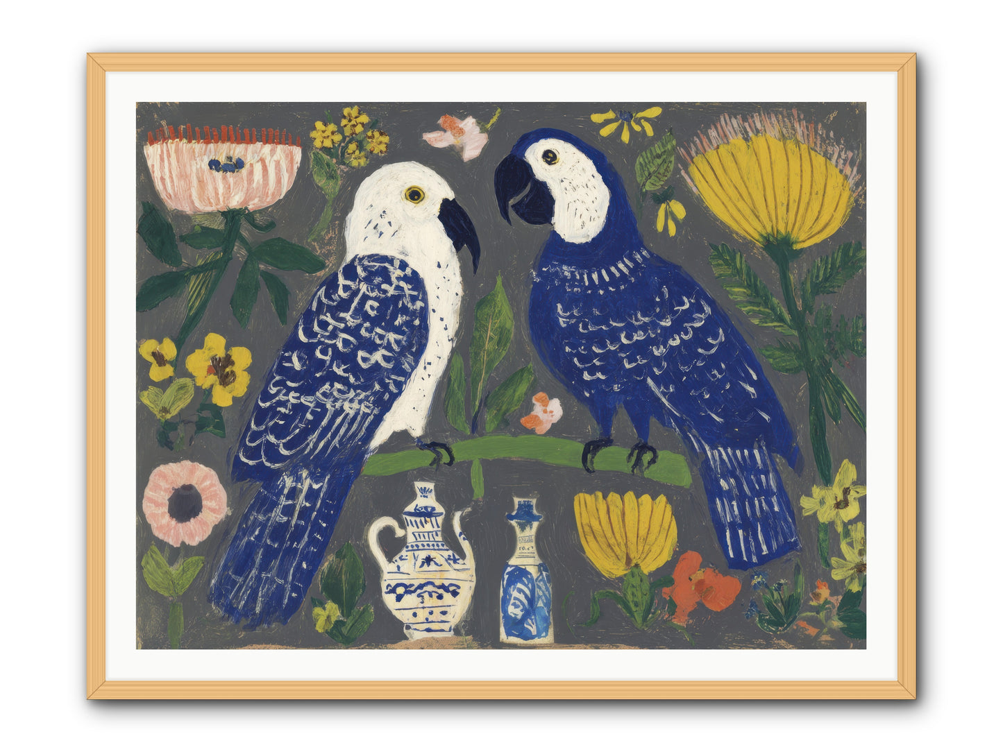 The Concierge Kept Parrots -- Framed Print - Natural 48x36