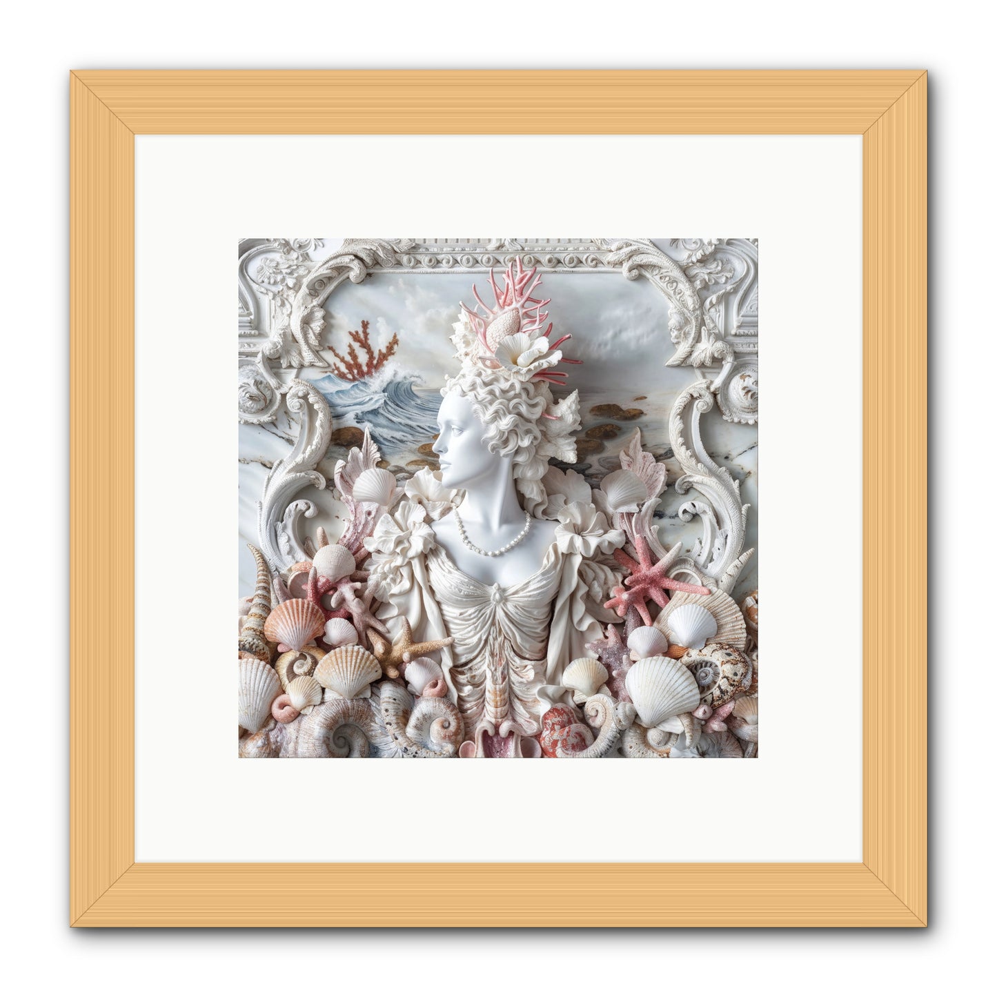 The Coral Queen -- Framed Print - Natural 10x10