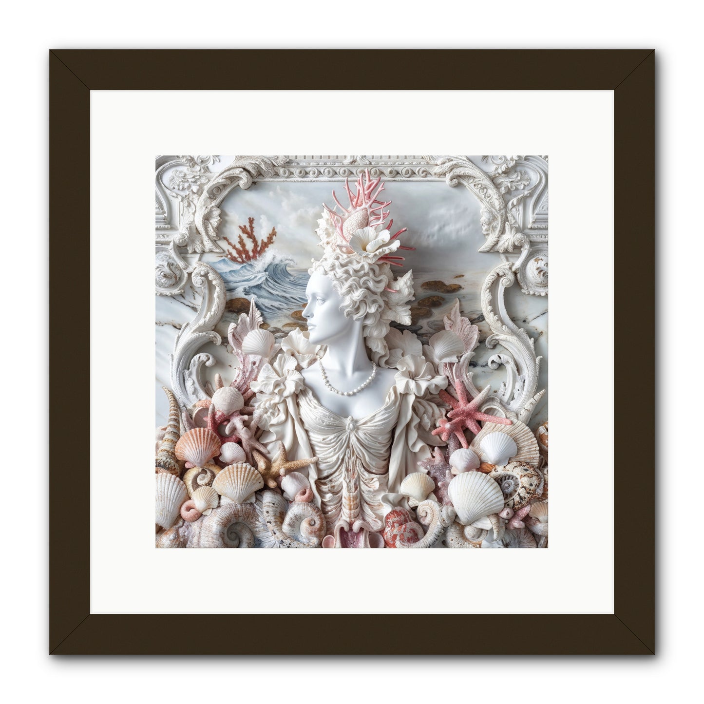 The Coral Queen -- Framed Print - Black 12x12