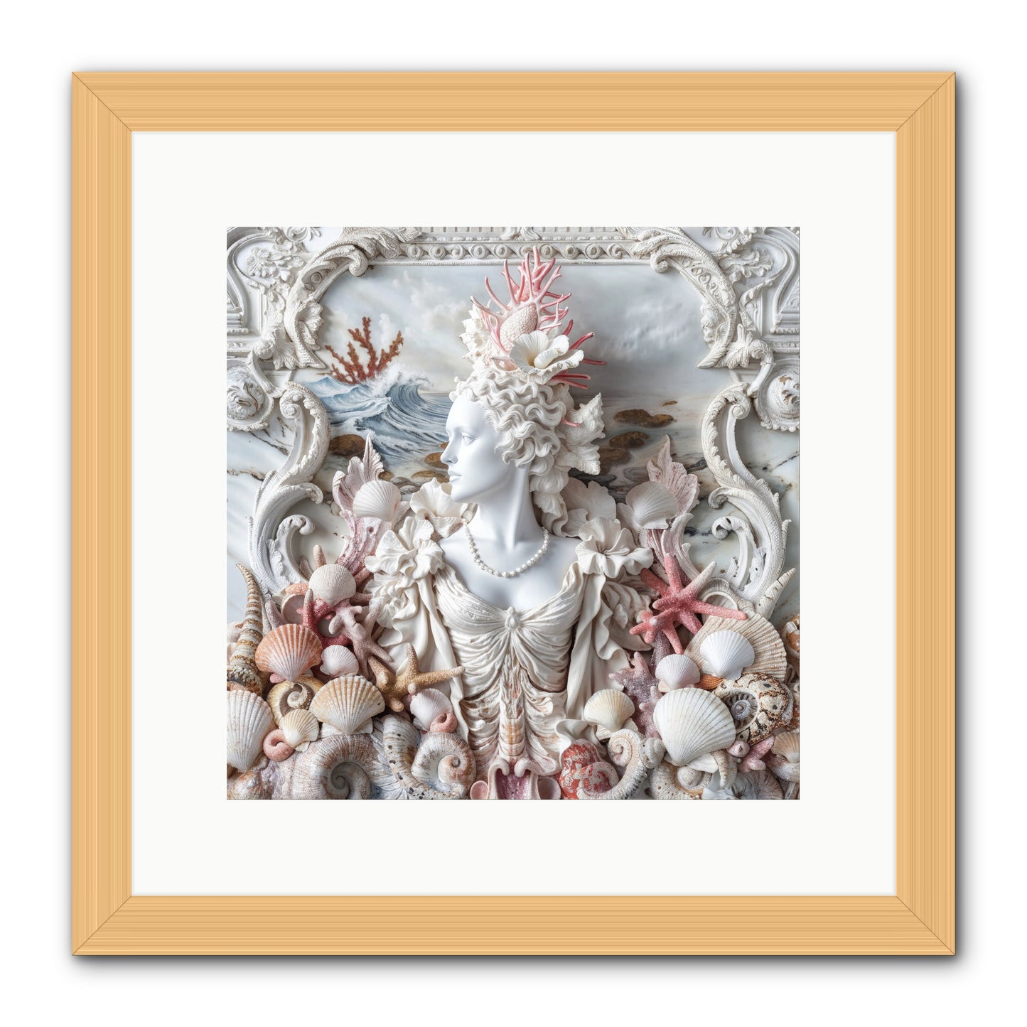 The Coral Queen -- Framed Print - Natural 12x12