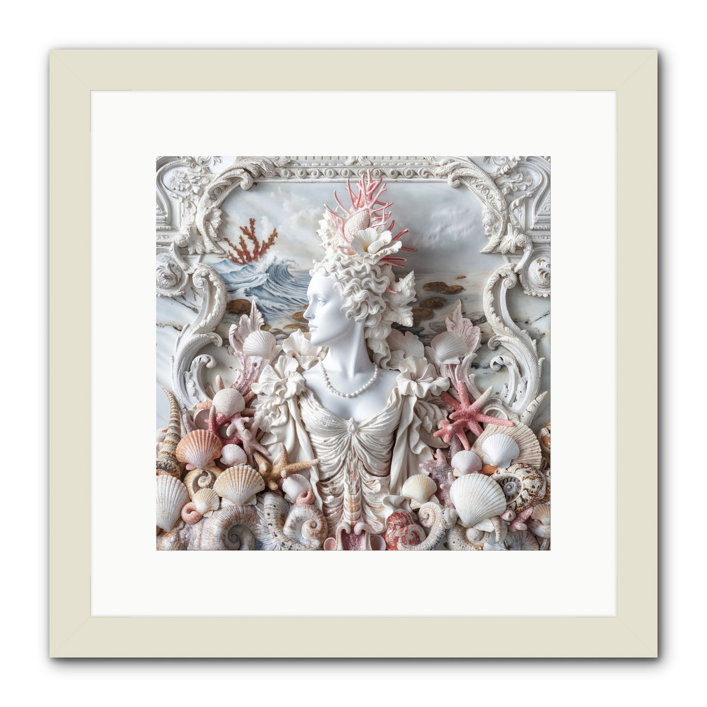 The Coral Queen -- Framed Print - White 12x12