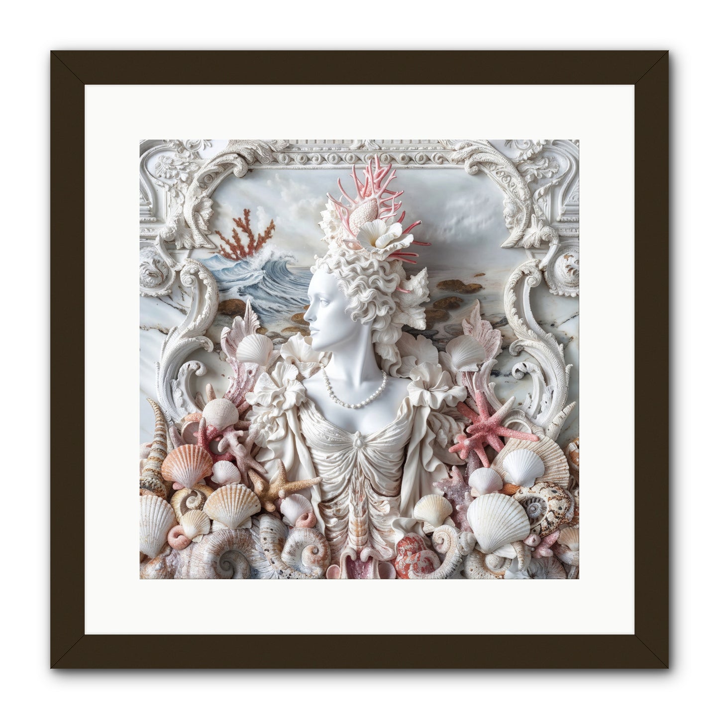 The Coral Queen -- Framed Print - Black 16x16