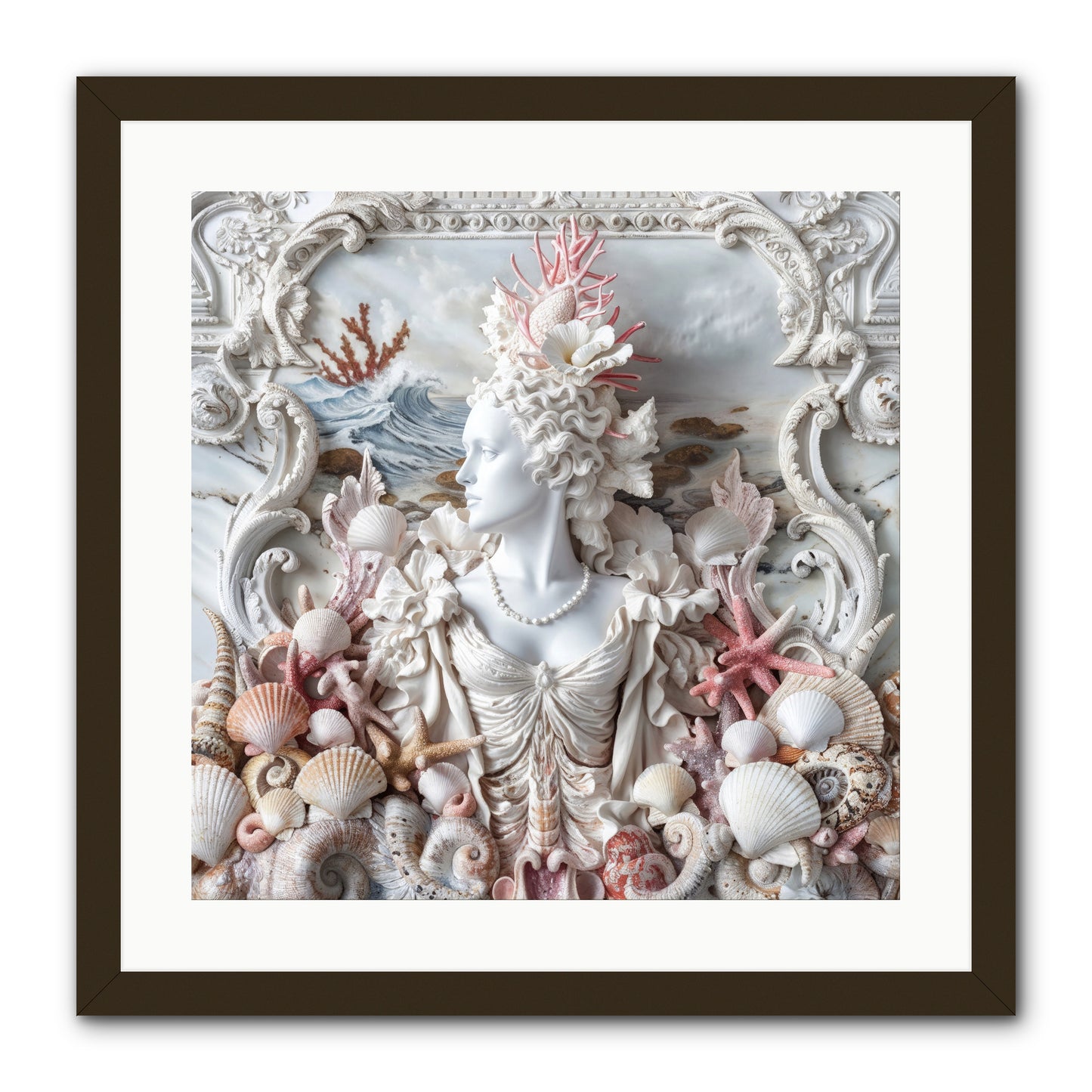 The Coral Queen -- Framed Print - Black 20x20