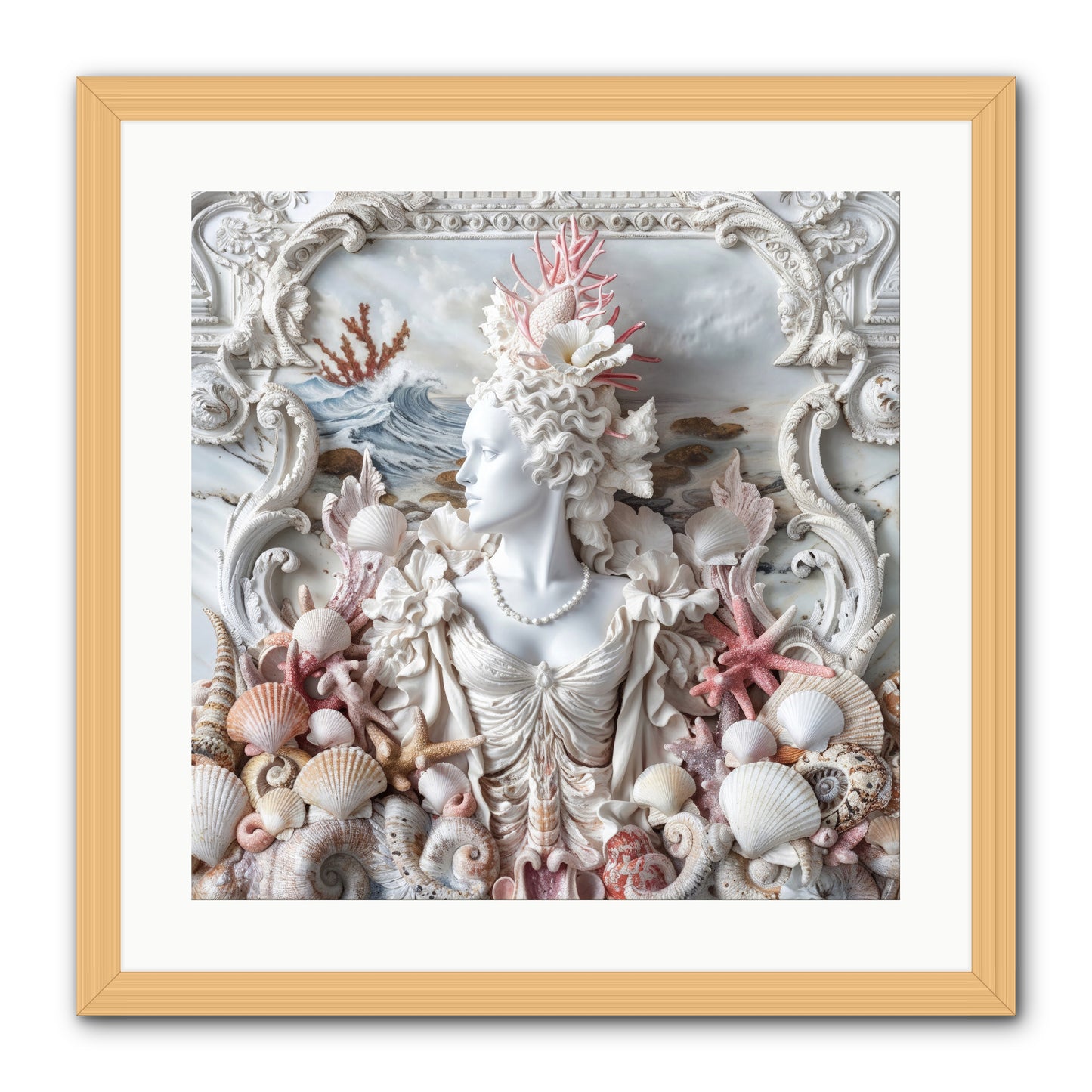 The Coral Queen -- Framed Print - Natural 20x20