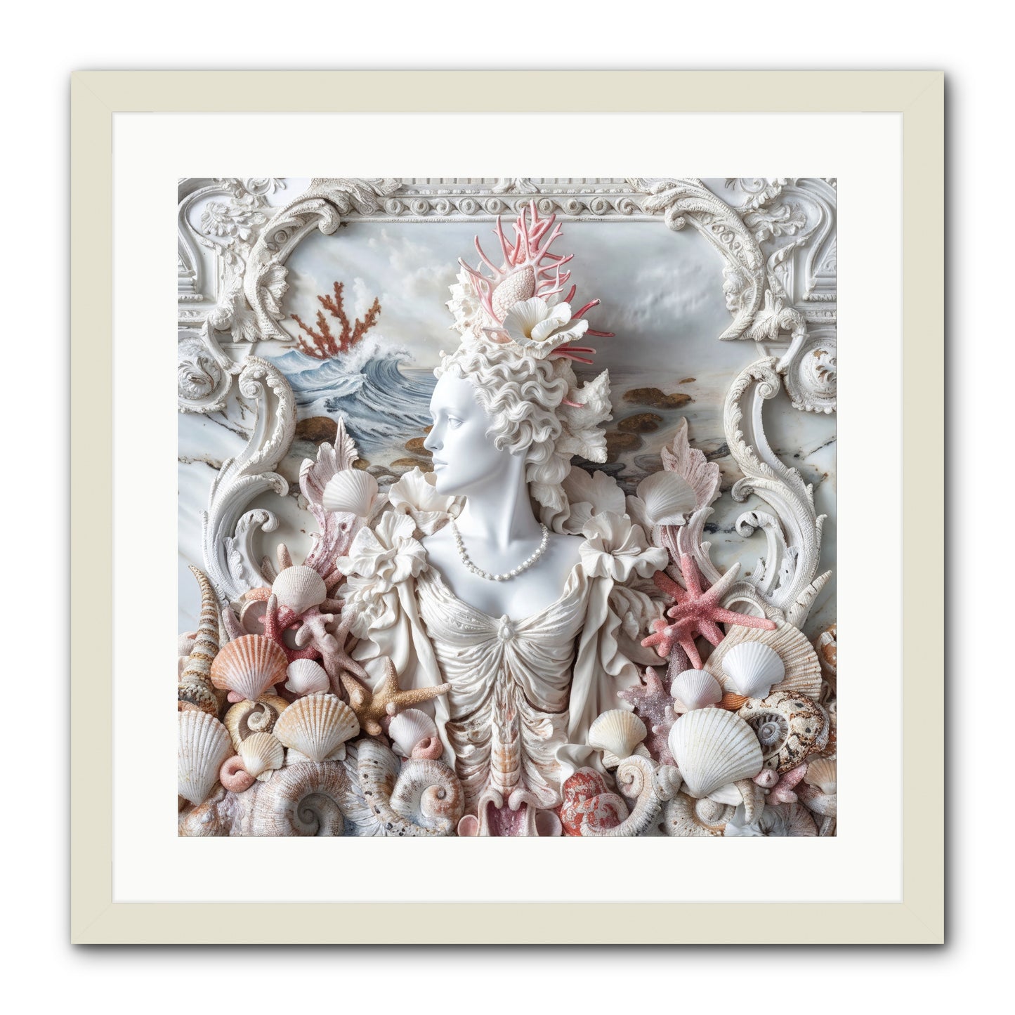 The Coral Queen -- Framed Print - White 20x20