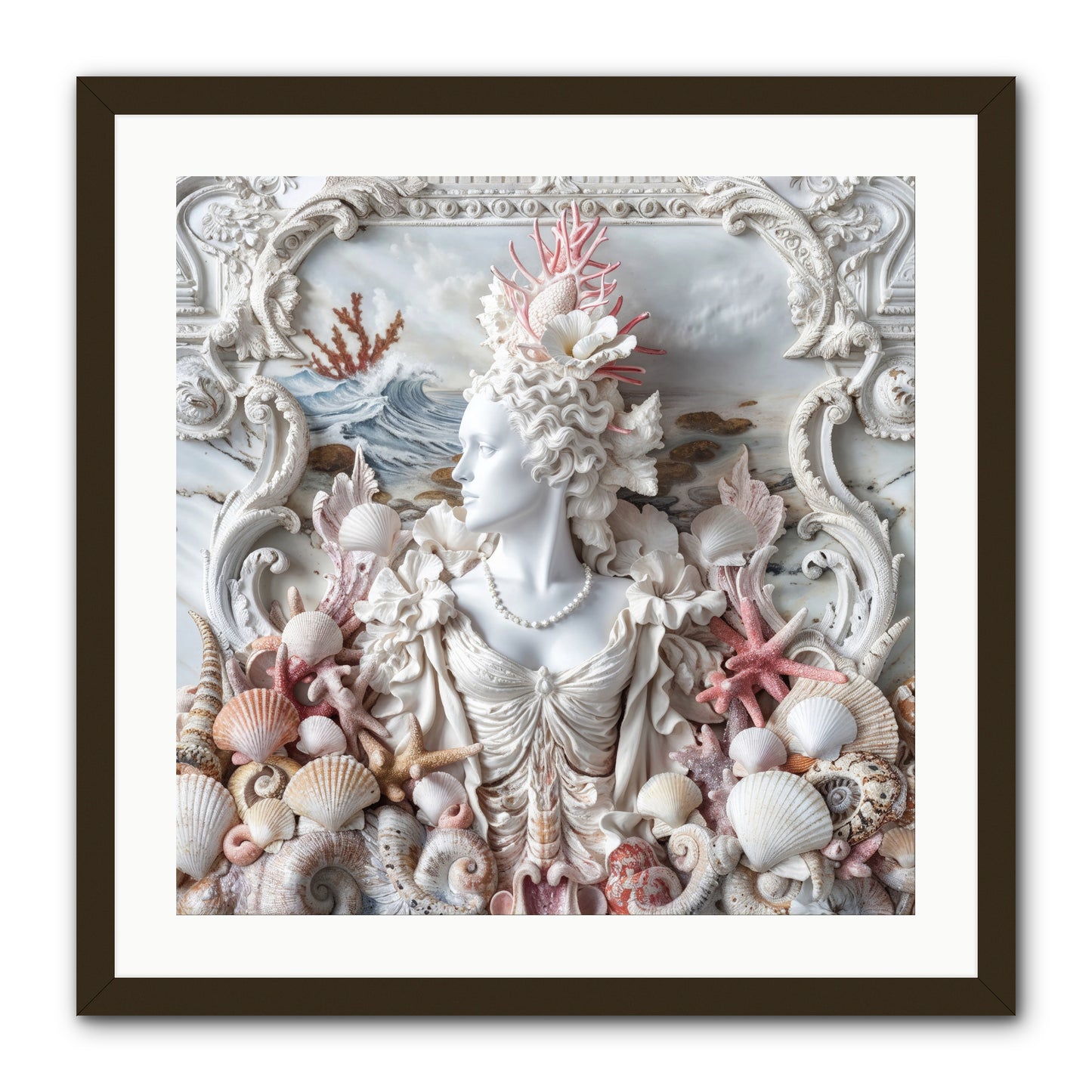 The Coral Queen -- Framed Print - Black 24x24