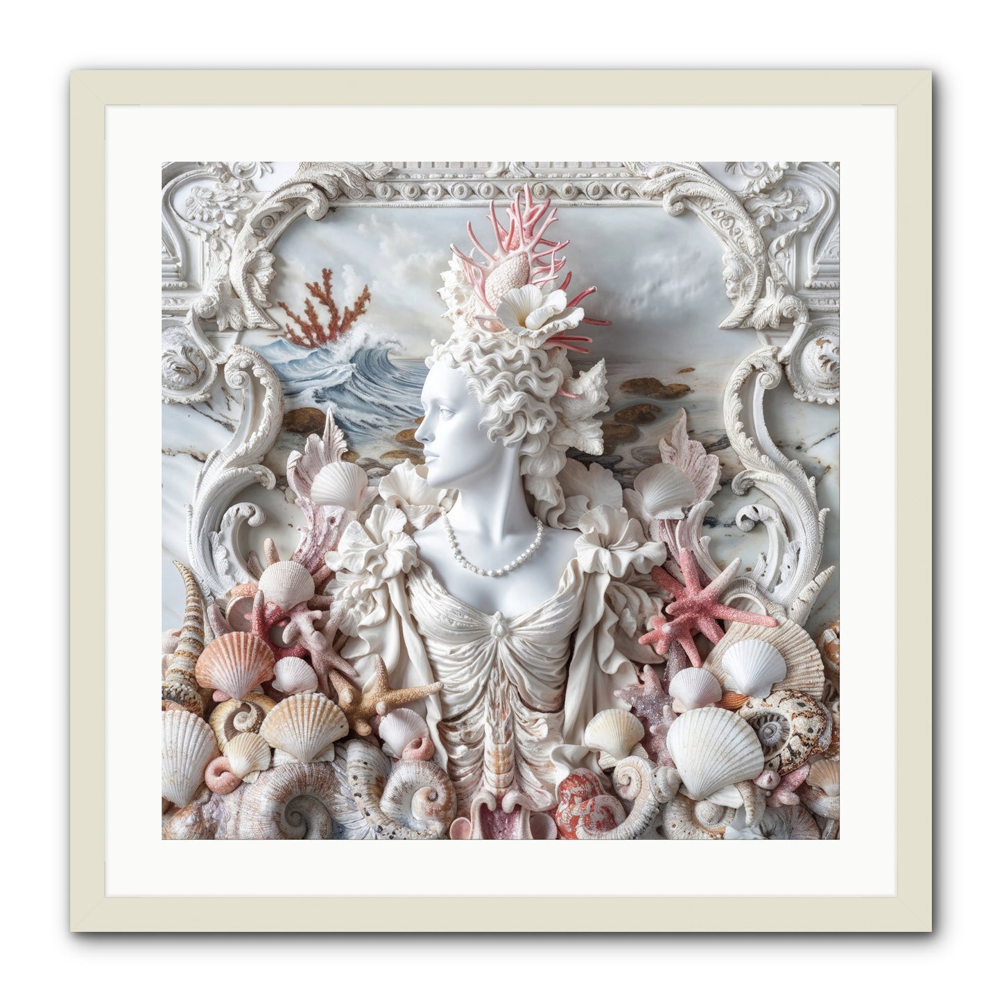 The Coral Queen -- Framed Print - White 24x24