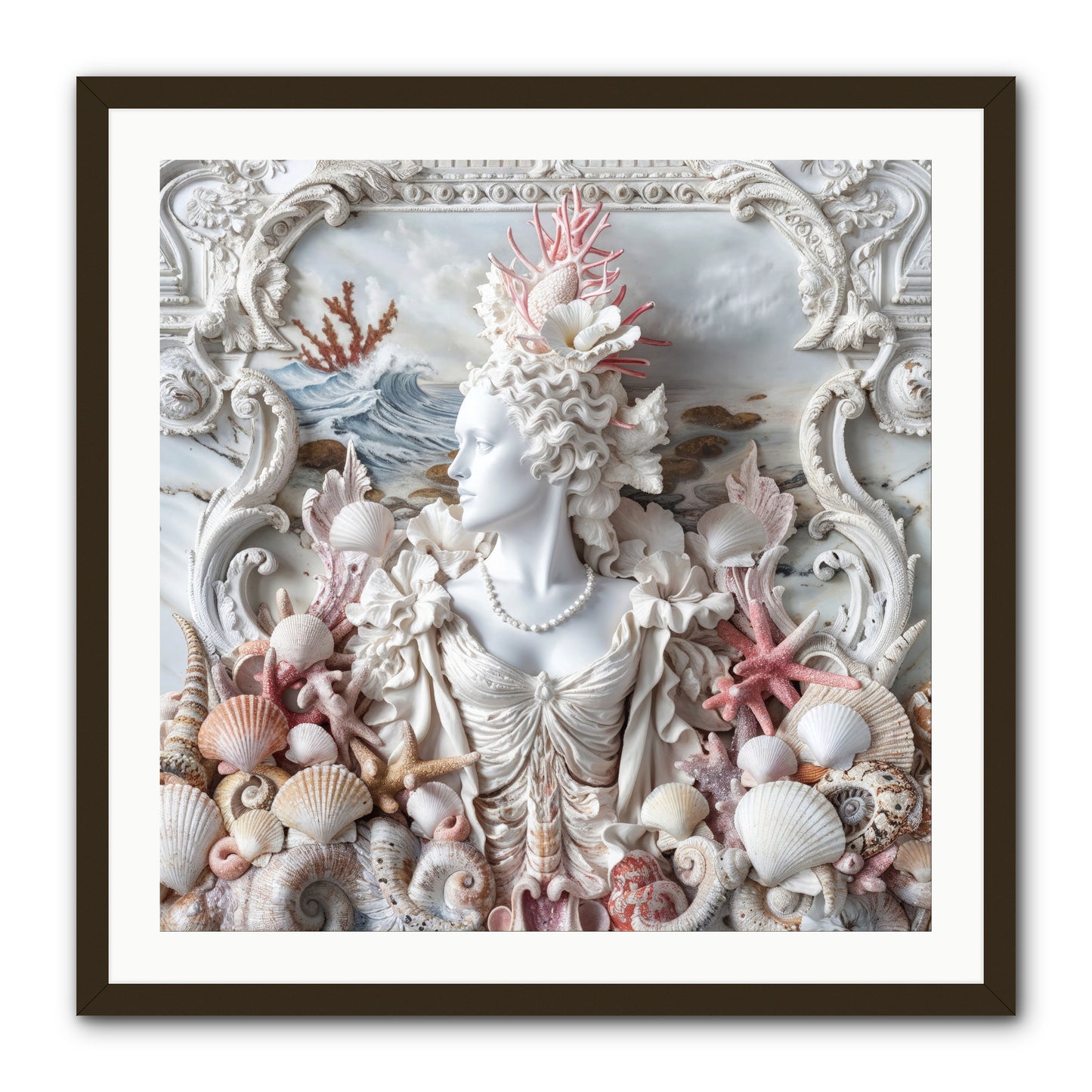 The Coral Queen -- Framed Print - Black 30x30