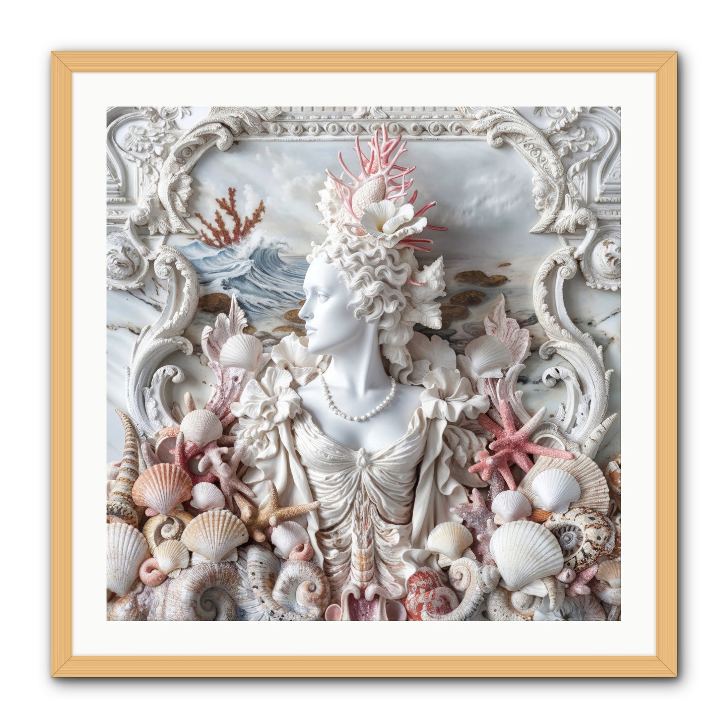 The Coral Queen -- Framed Print - Natural 30x30