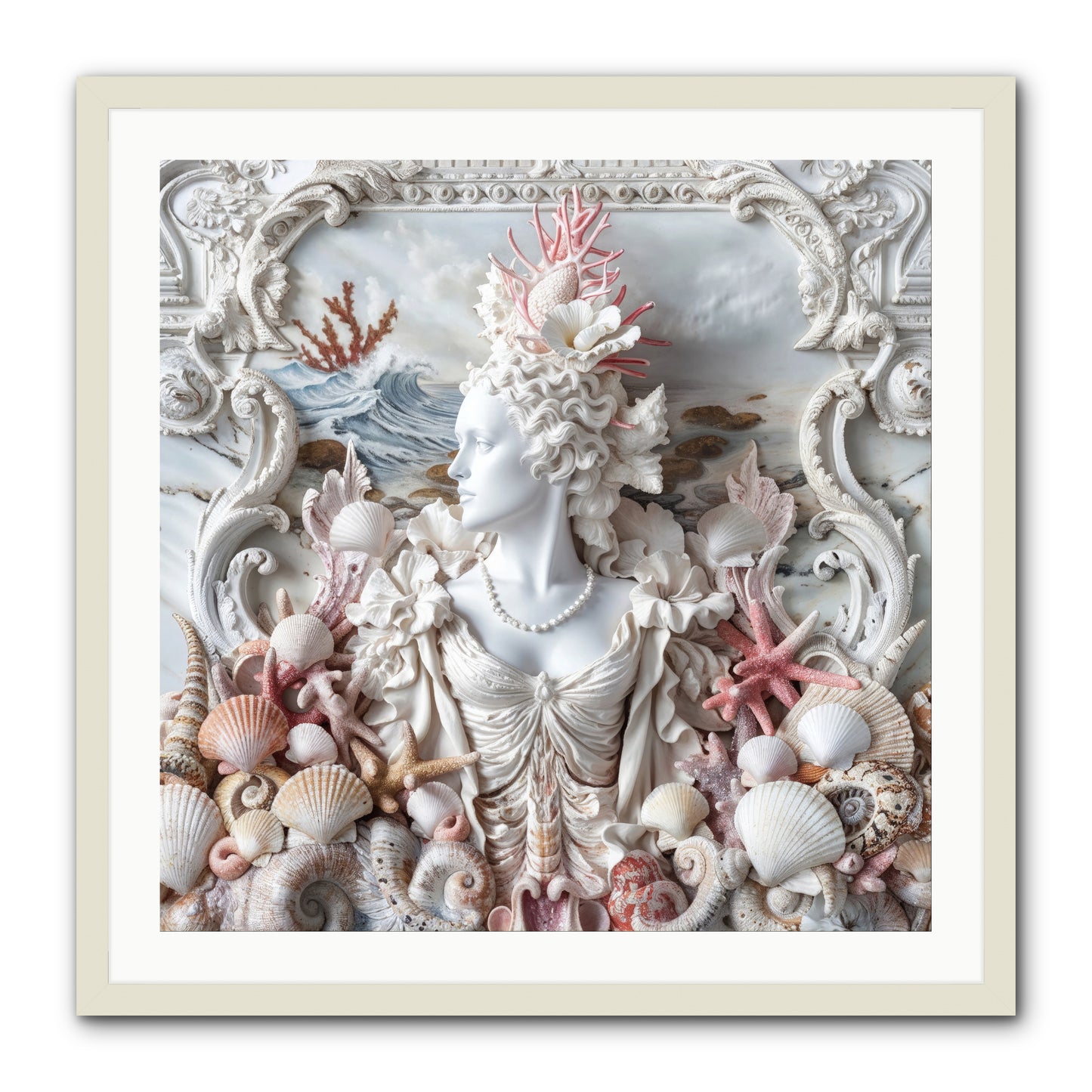 The Coral Queen -- Framed Print - White 30x30
