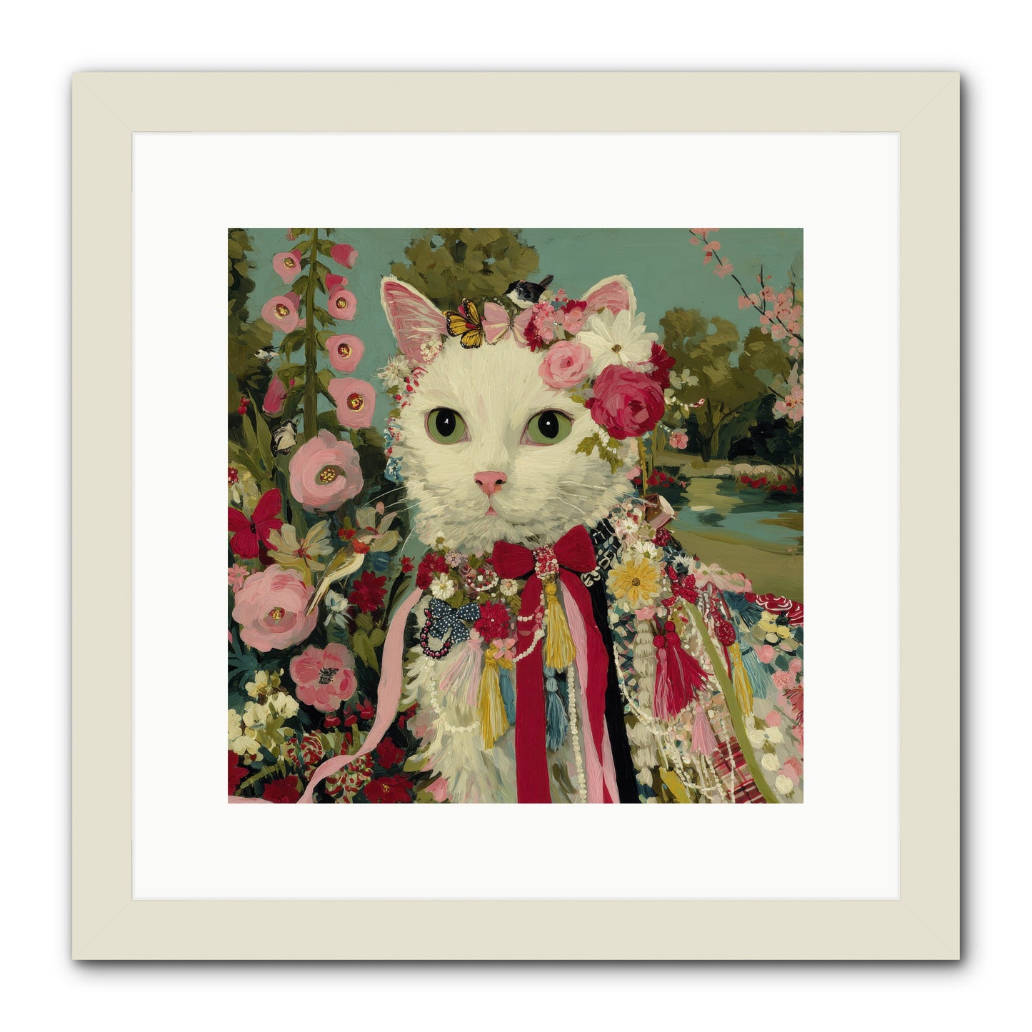 The Cottage Circle -- Framed Print - White 12x12