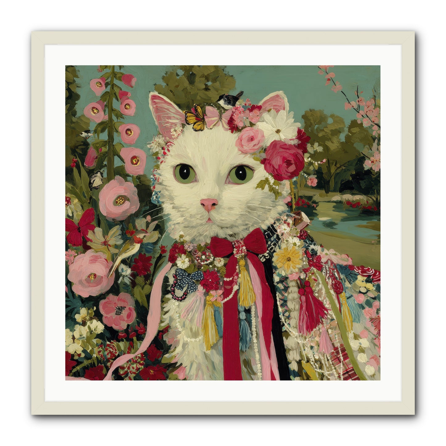 The Cottage Circle -- Framed Print - White 30x30