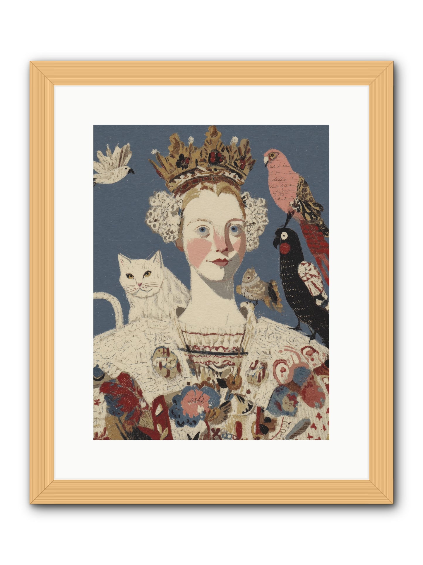 The Curious Hostess -- Framed Print - Natural 12x16