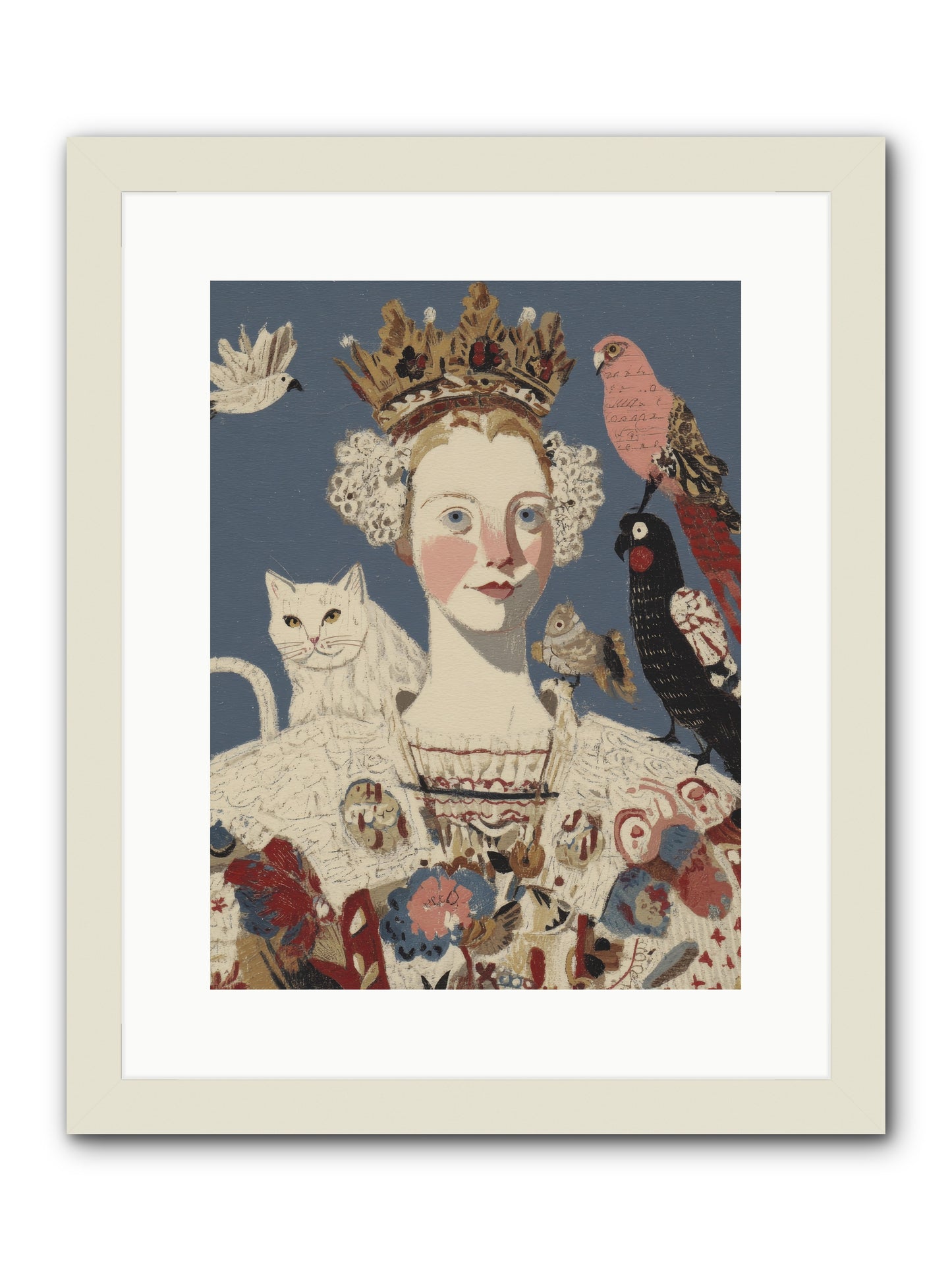 The Curious Hostess -- Framed Print - White 12x16