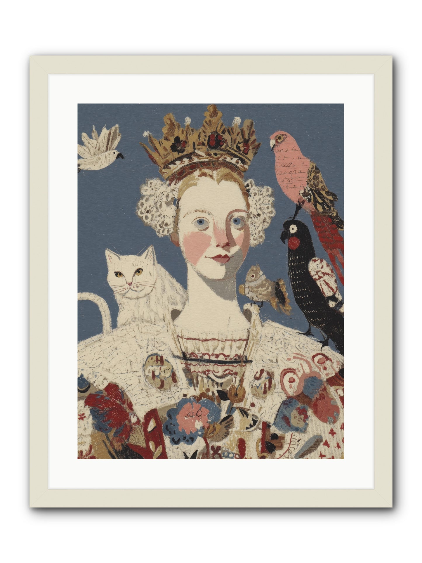 The Curious Hostess -- Framed Print - White 18x24