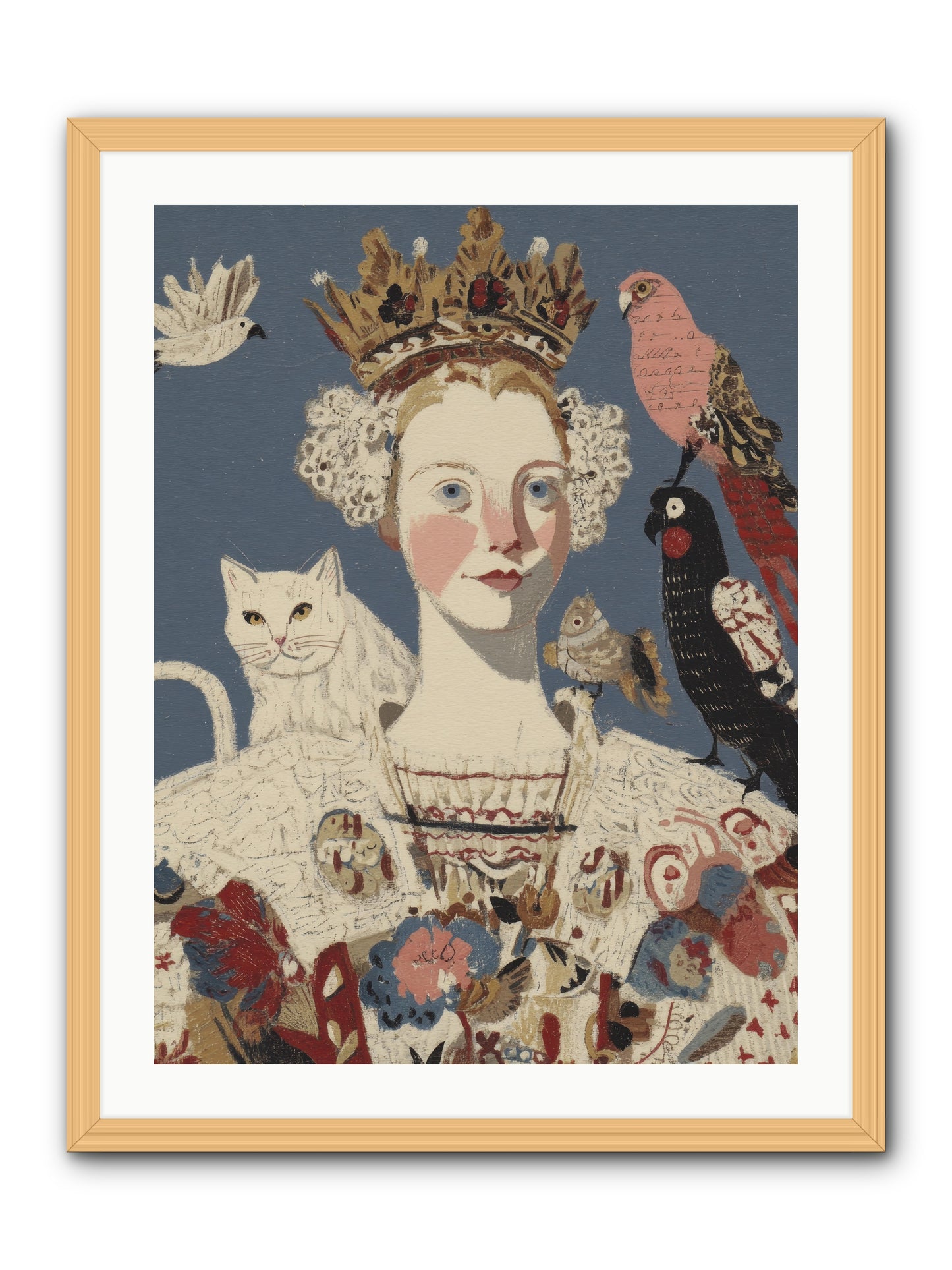The Curious Hostess -- Framed Print - Natural 24x32