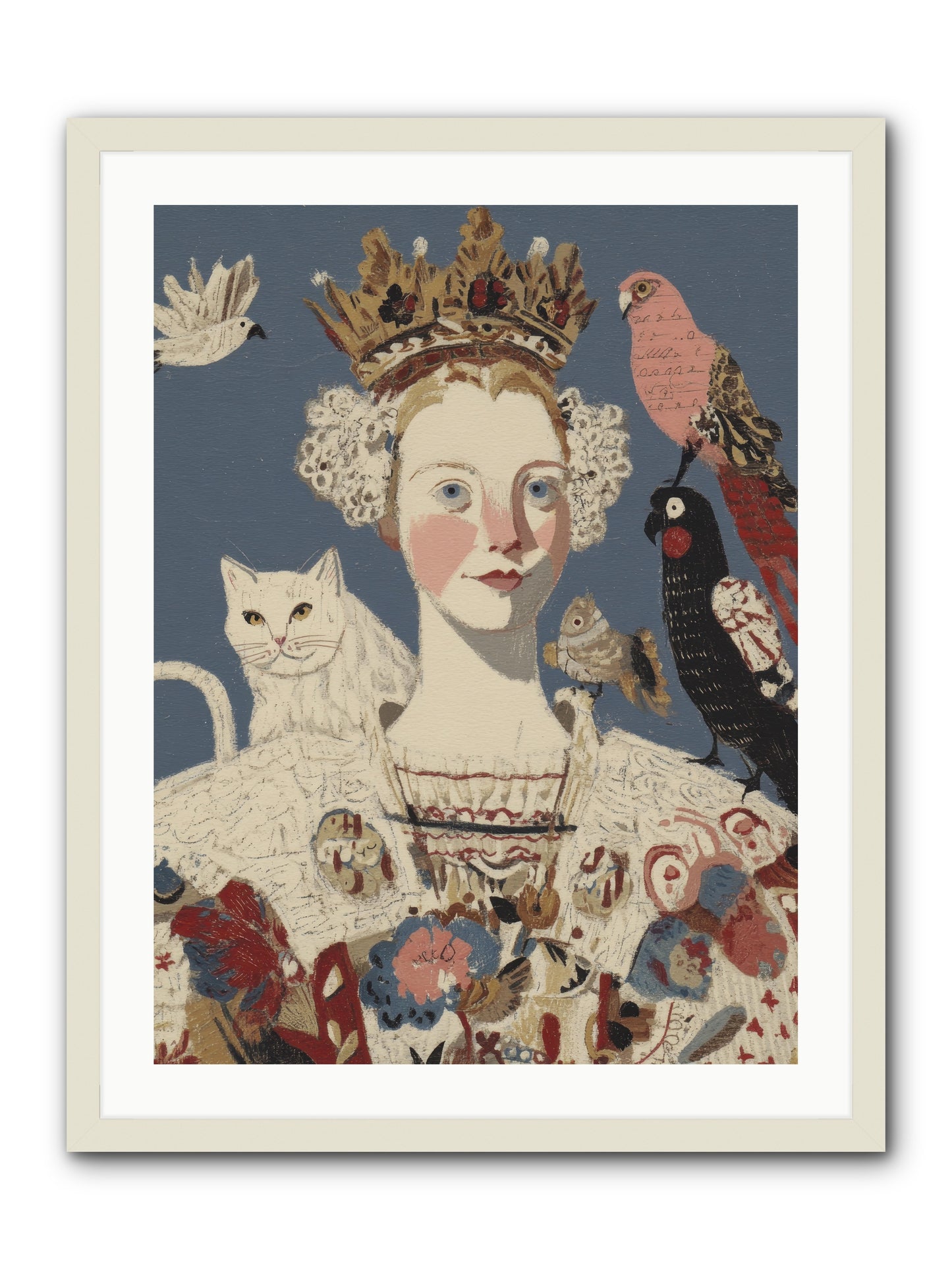 The Curious Hostess -- Framed Print - White 24x32