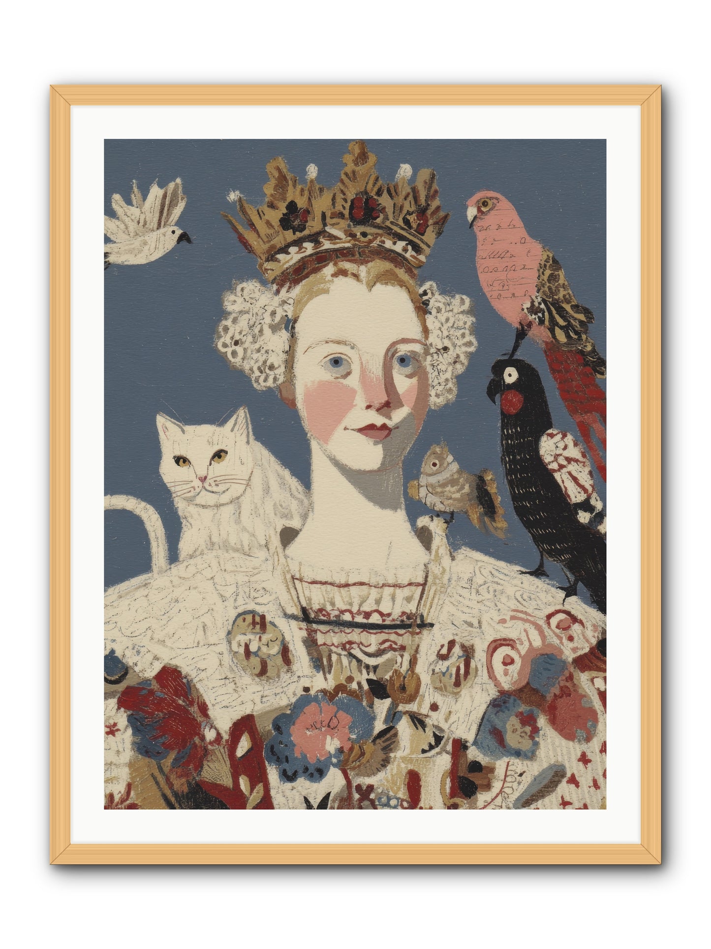 The Curious Hostess -- Framed Print - Natural 30x40