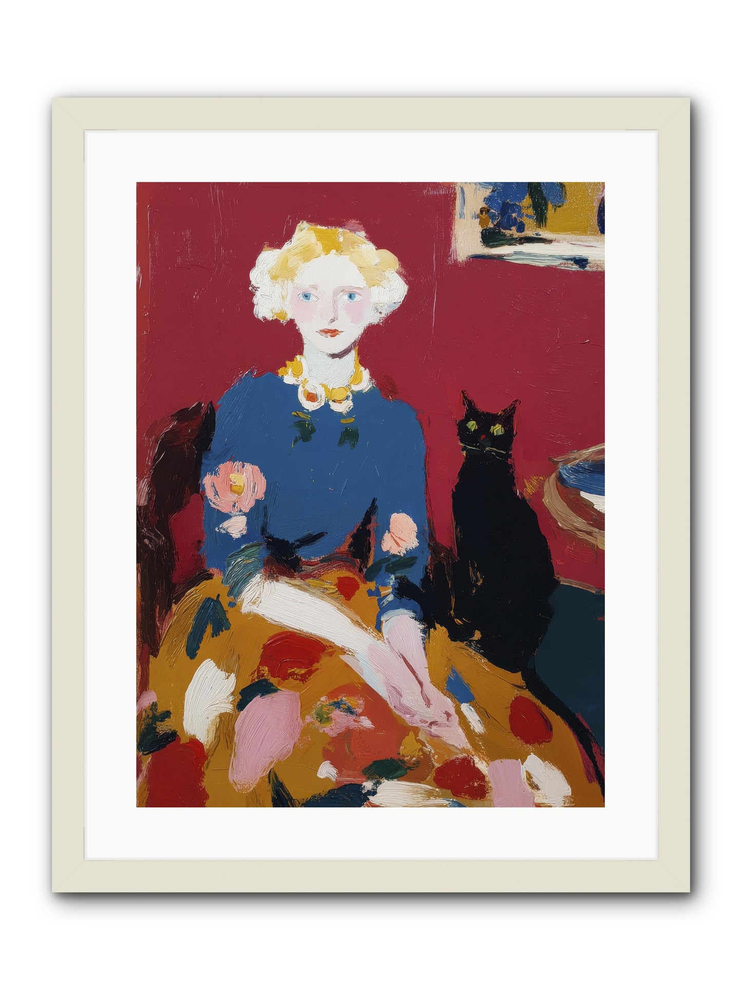 The Devoted Pair -- Framed Print - White 18x24