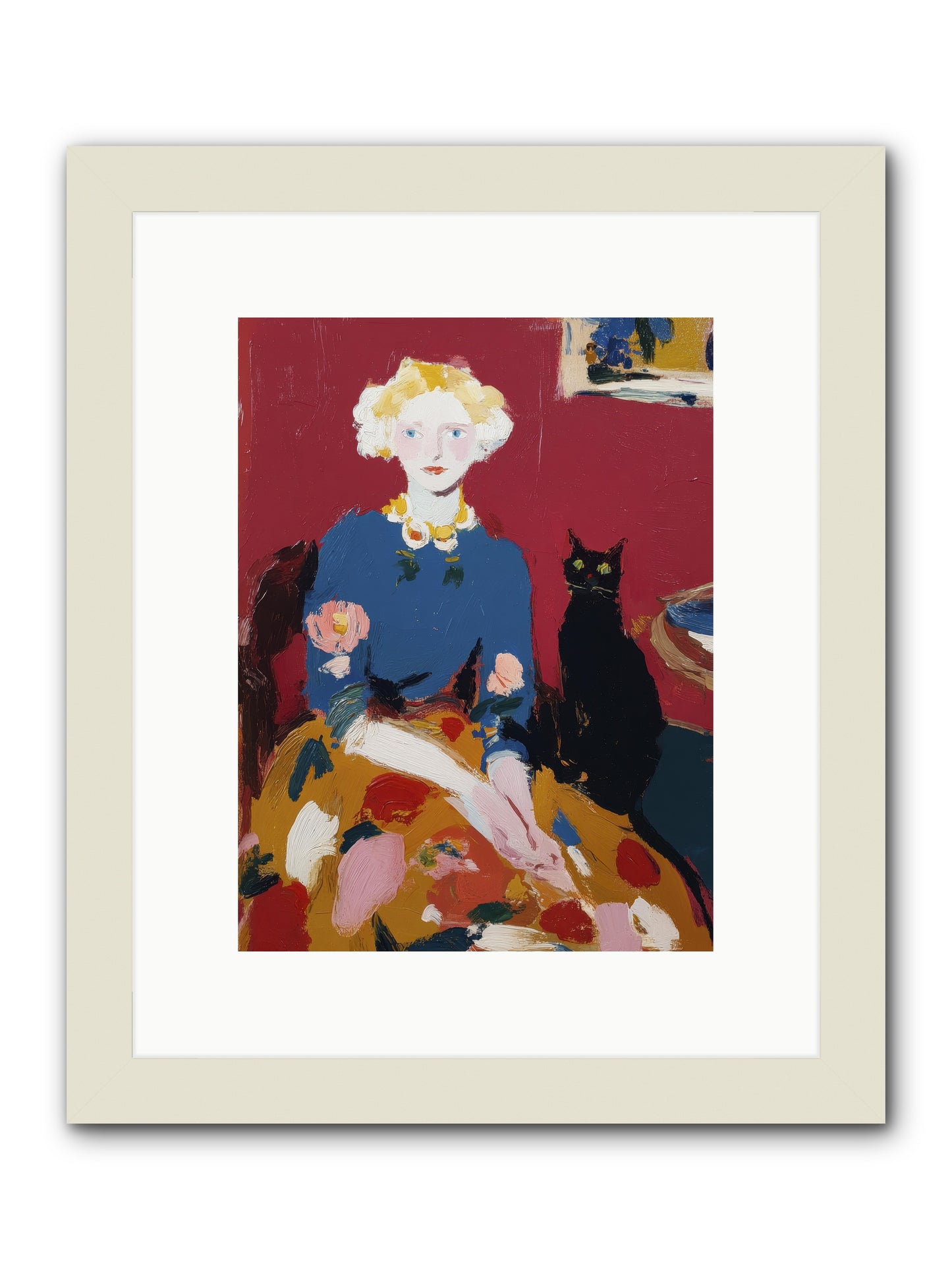 The Devoted Pair -- Framed Print - White 9x12