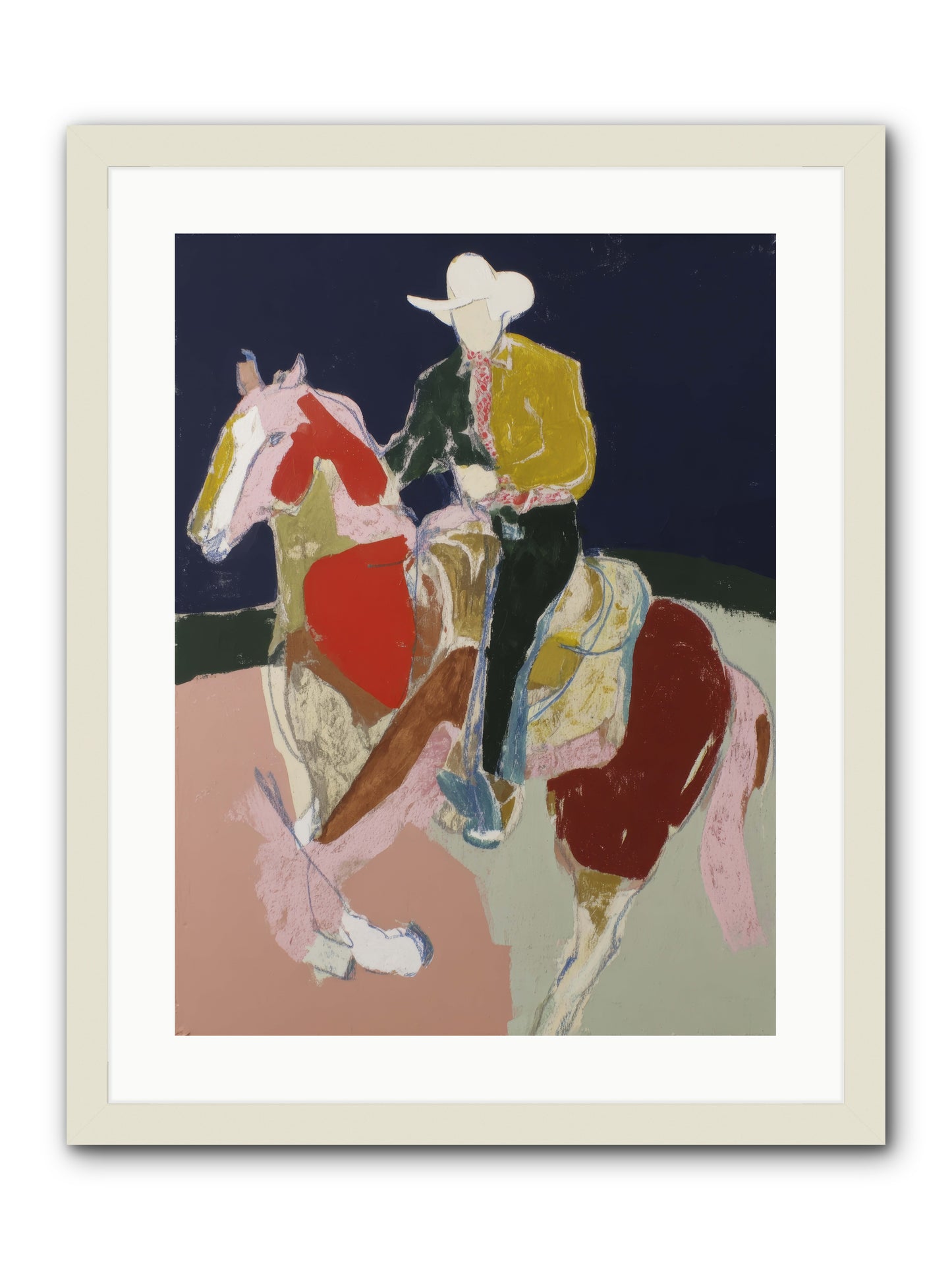 The Echo After Galloping -- Framed Print - White 18x24